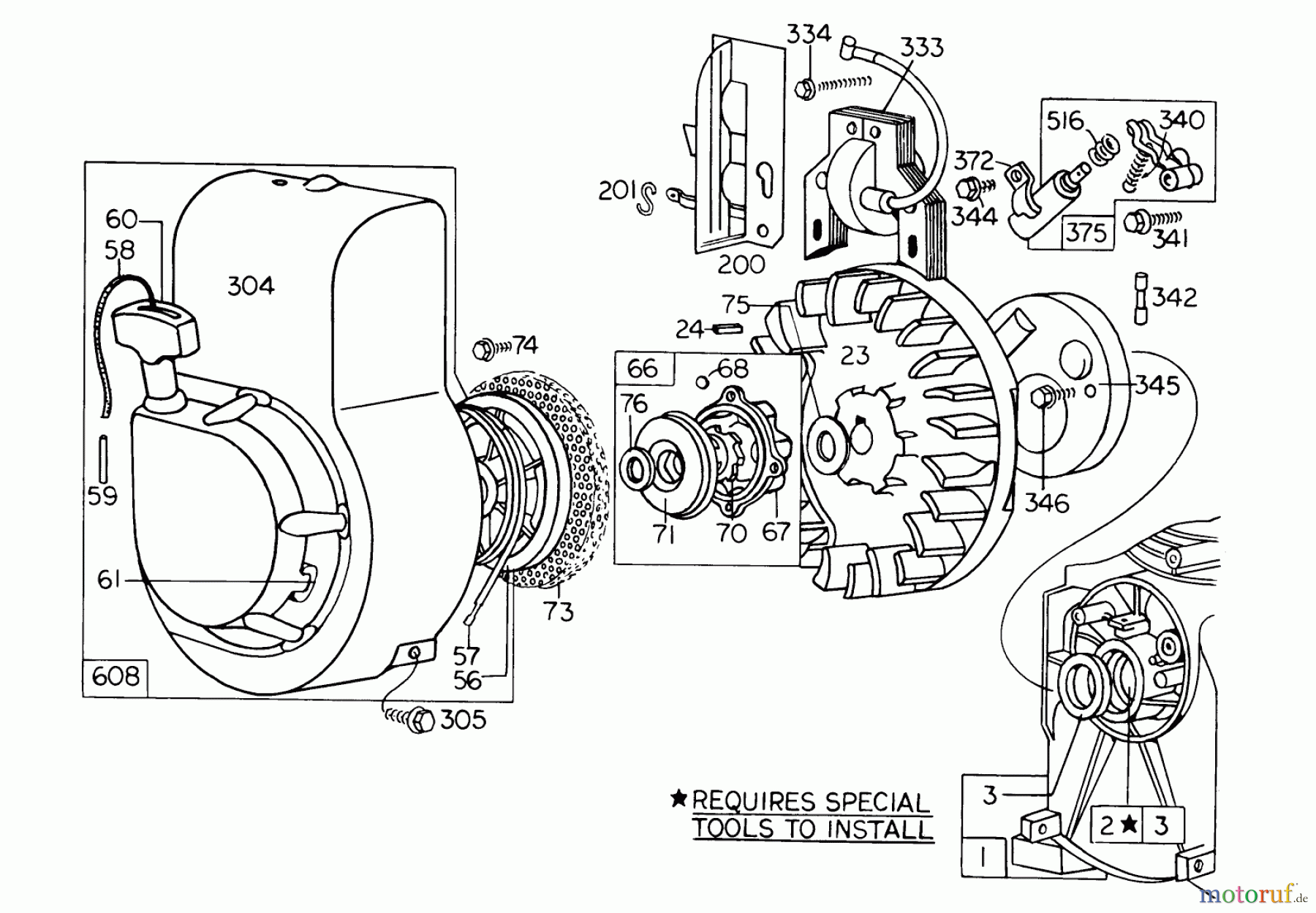  Toro Neu Mowers, Walk-Behind Seite 1 10018 - Toro Sportlawn Lawnmower, 1973 (3000001-3999999) REWIND STARTER ASSEMBLY