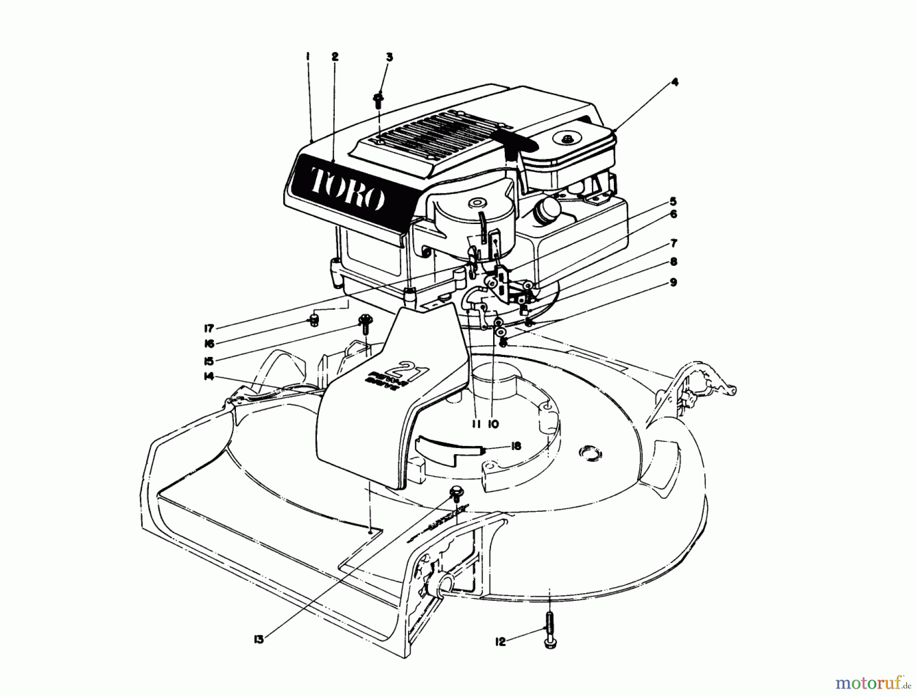  Toro Neu Mowers, Walk-Behind Seite 1 16009 - Toro Whirlwind II Lawnmower, 1978 (8000001-8999999) ENGINE ASSEMBLY MODEL 16277