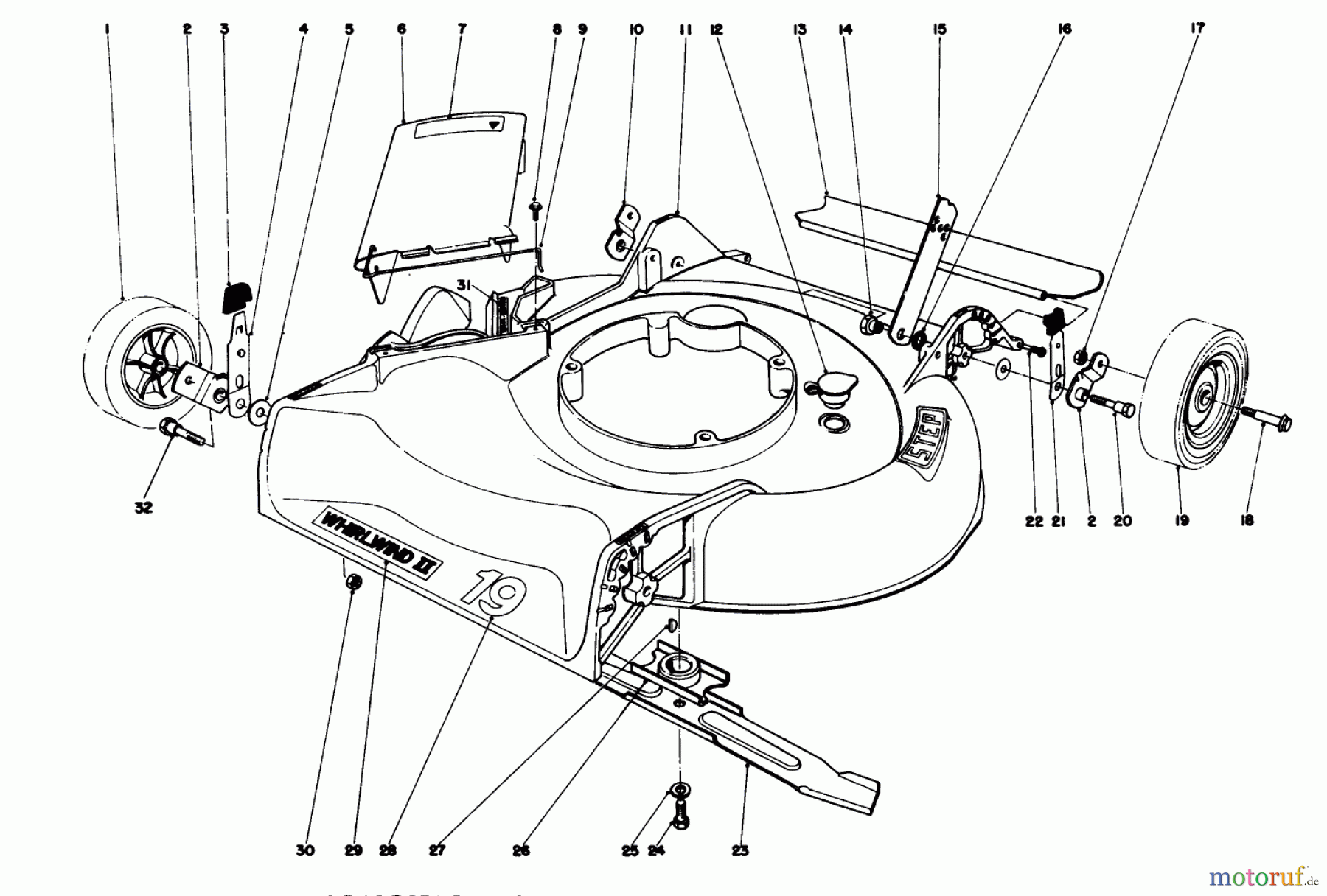  Toro Neu Mowers, Walk-Behind Seite 1 16113 - Toro Whirlwind II Lawnmower, 1977 (7000001-7999999) HOUSING ASSEMBLY MODEL 16009 & 16113