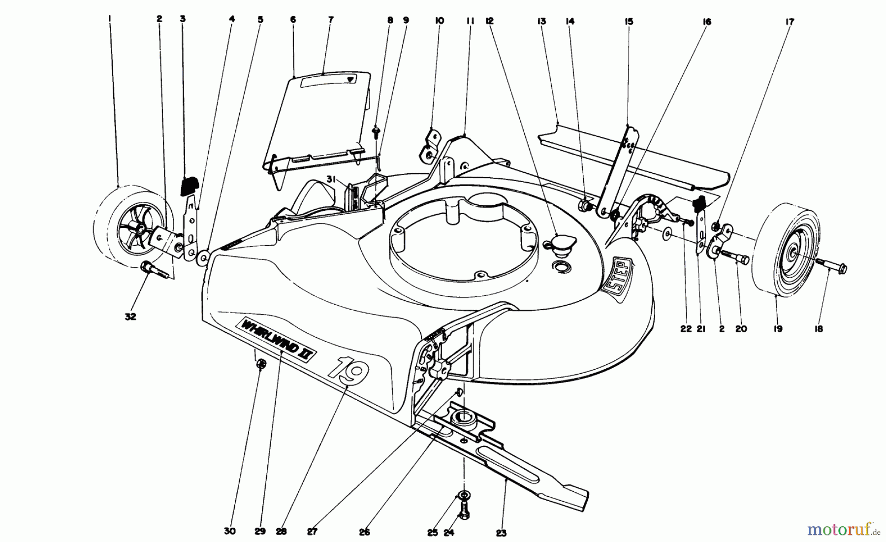  Toro Neu Mowers, Walk-Behind Seite 1 16264 - Toro Whirlwind II Lawnmower, 1977 (7000001-7999999) HOUSING ASSEMBLY MODEL 16035 & 16106