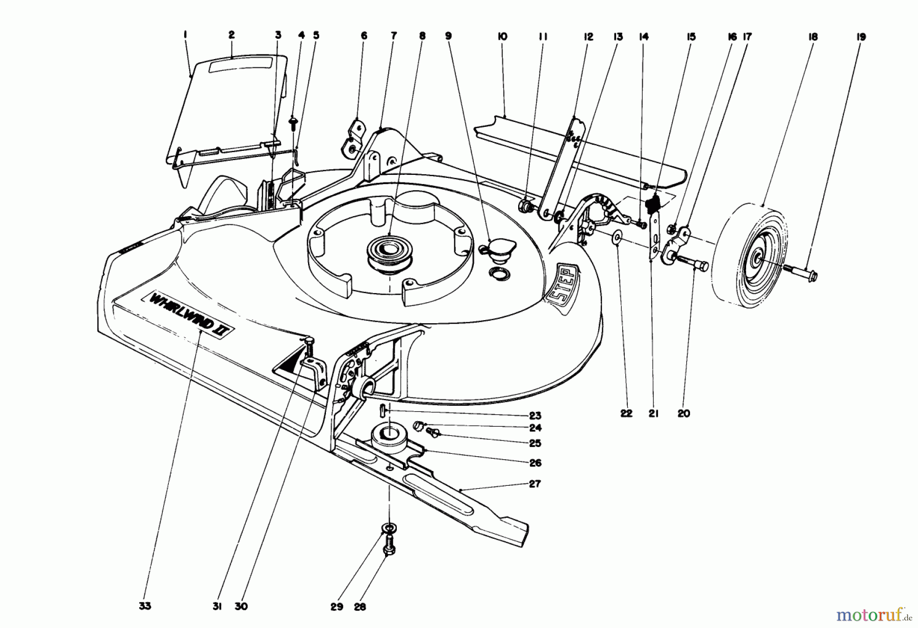  Toro Neu Mowers, Walk-Behind Seite 1 16264 - Toro Whirlwind II Lawnmower, 1977 (7000001-7999999) HOUSING ASSEMBLY MODEL 16264