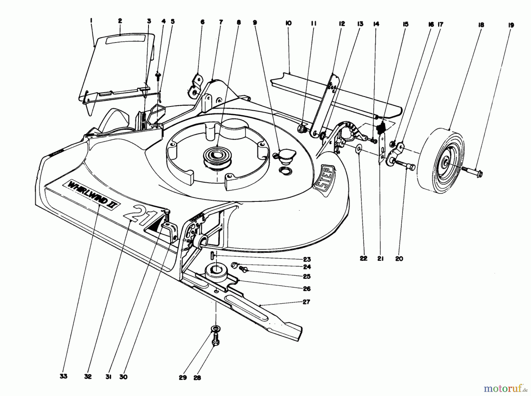  Toro Neu Mowers, Walk-Behind Seite 1 16067 - Toro Whirlwind II Lawnmower, 1977 (7000001-7999999) HOUSING ASSEMBLY MODEL 16287