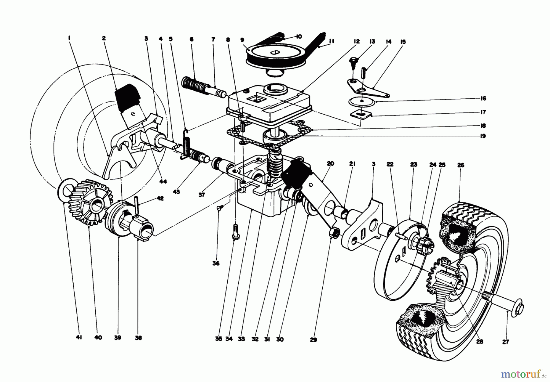  Toro Neu Mowers, Walk-Behind Seite 1 16067 - Toro Whirlwind II Lawnmower, 1978 (8000001-8999999) GEAR BOX ASSEMBLY MODEL 16287