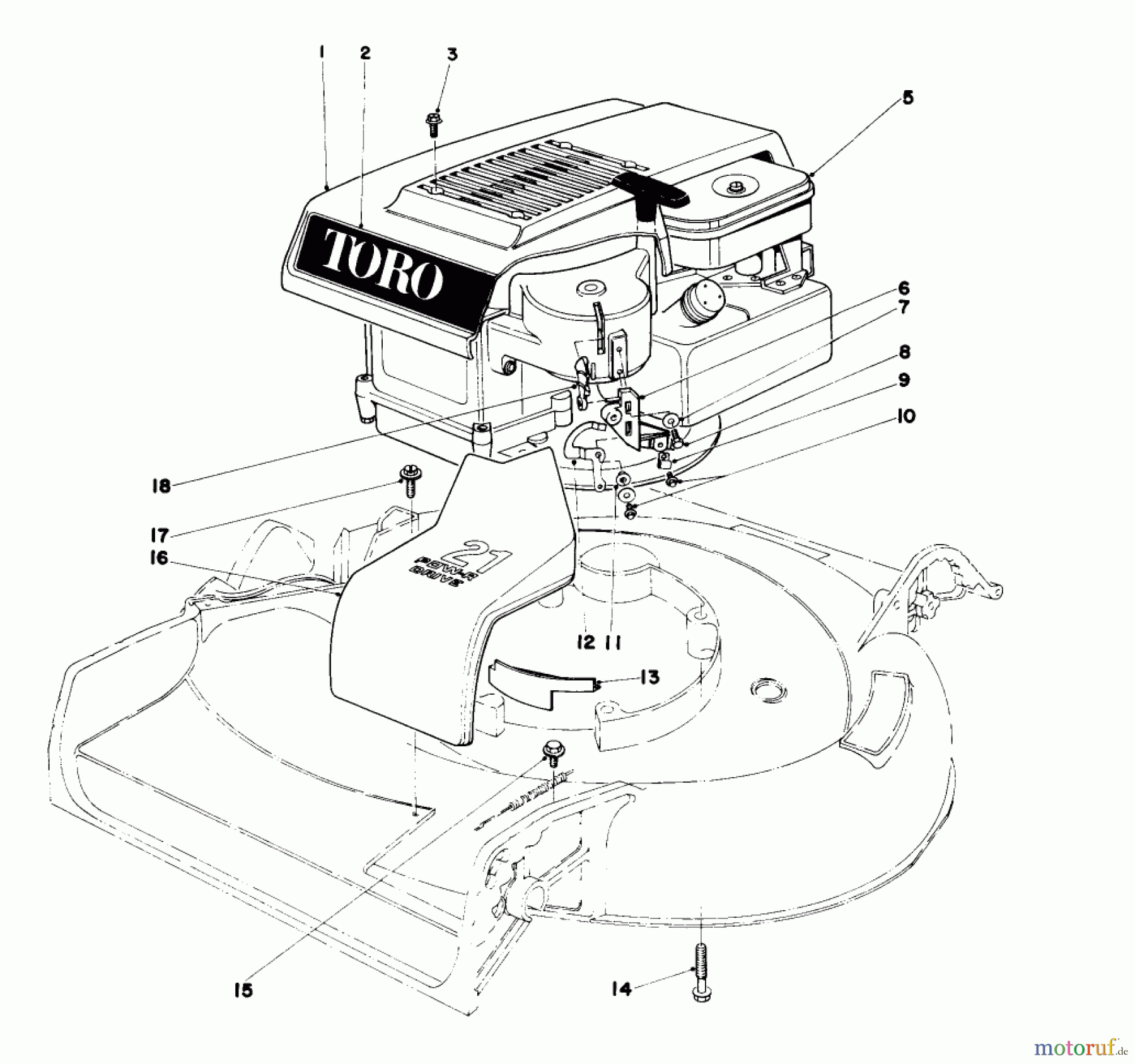  Toro Neu Mowers, Walk-Behind Seite 1 16067 - Toro Whirlwind II Lawnmower, 1979 (9000001-9999999) ENGINE ASSEMBLY MODEL 16287