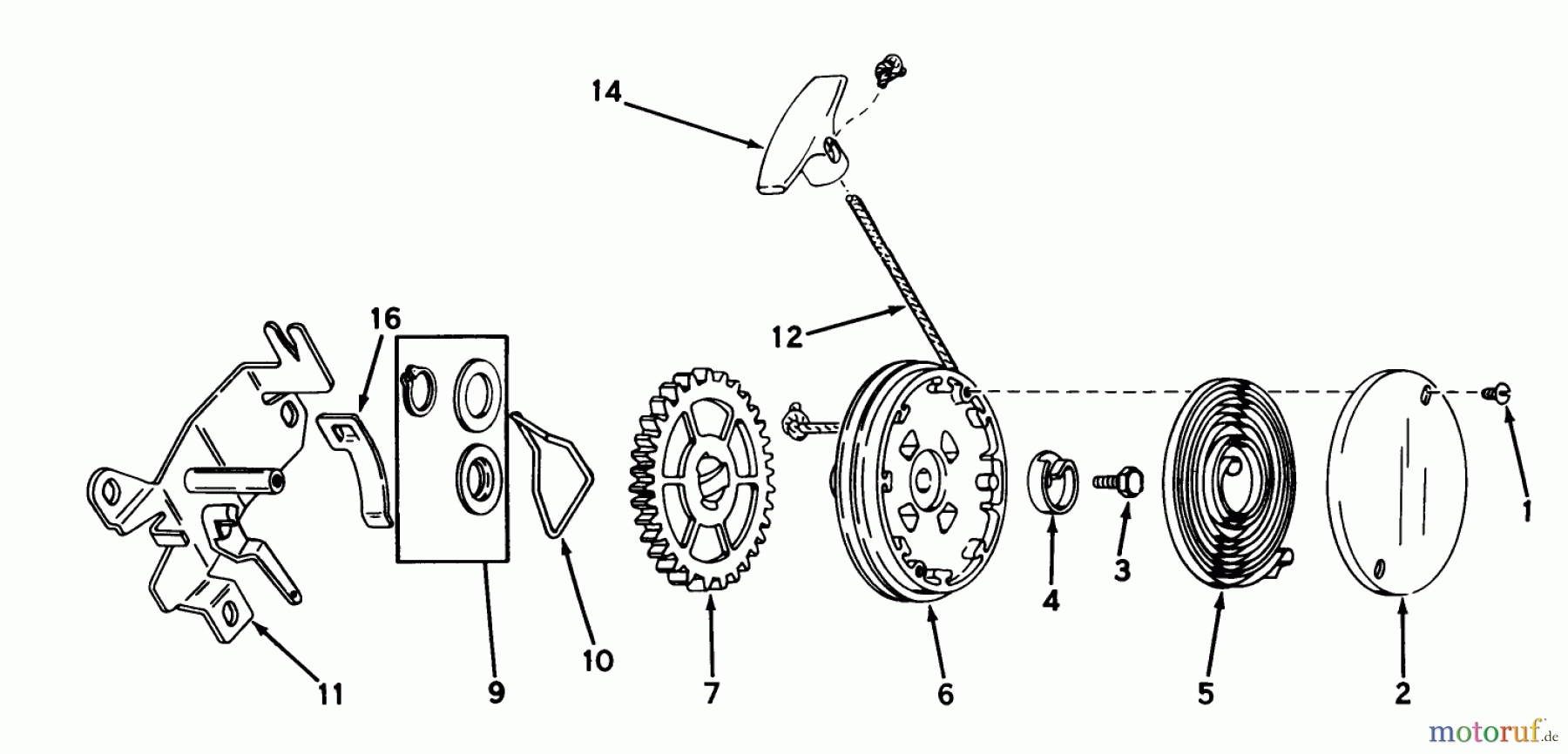  Toro Neu Mowers, Walk-Behind Seite 1 16077 - Toro Lawnmower, 1980 (0000001-0999999) REWIND STARTER NO. 590519