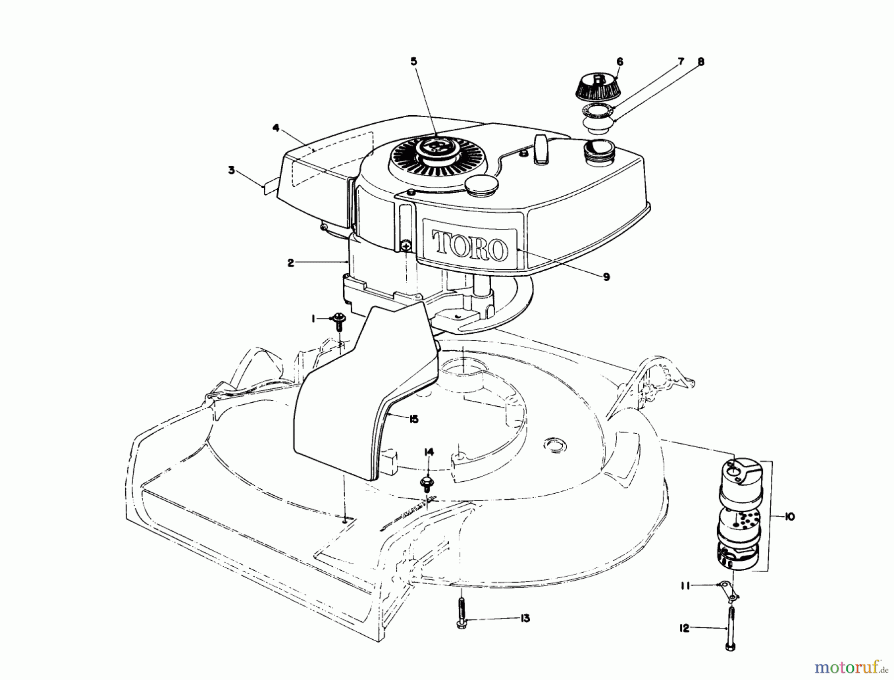  Toro Neu Mowers, Walk-Behind Seite 1 16297 - Toro Lawnmower, 1981 (1000001-1999999) ENGINE ASSEMBLY MODEL 16297