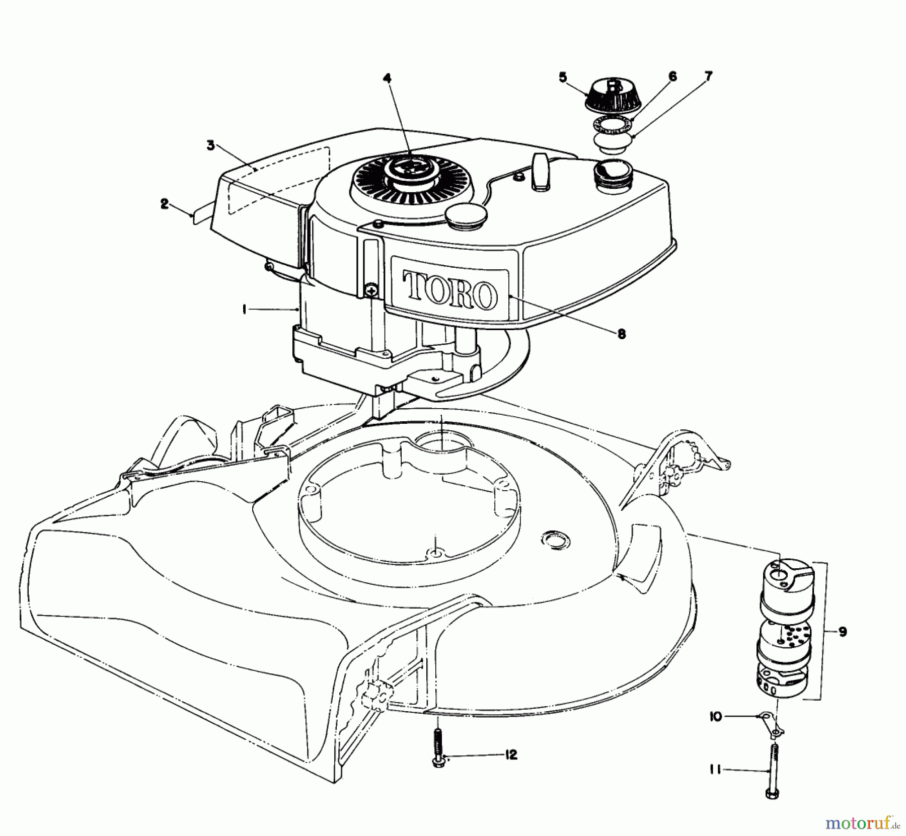  Toro Neu Mowers, Walk-Behind Seite 1 16165 - Toro Lawnmower, 1982 (2000001-2999999) ENGINE ASSEMBLY MODEL 16077 AND 16165