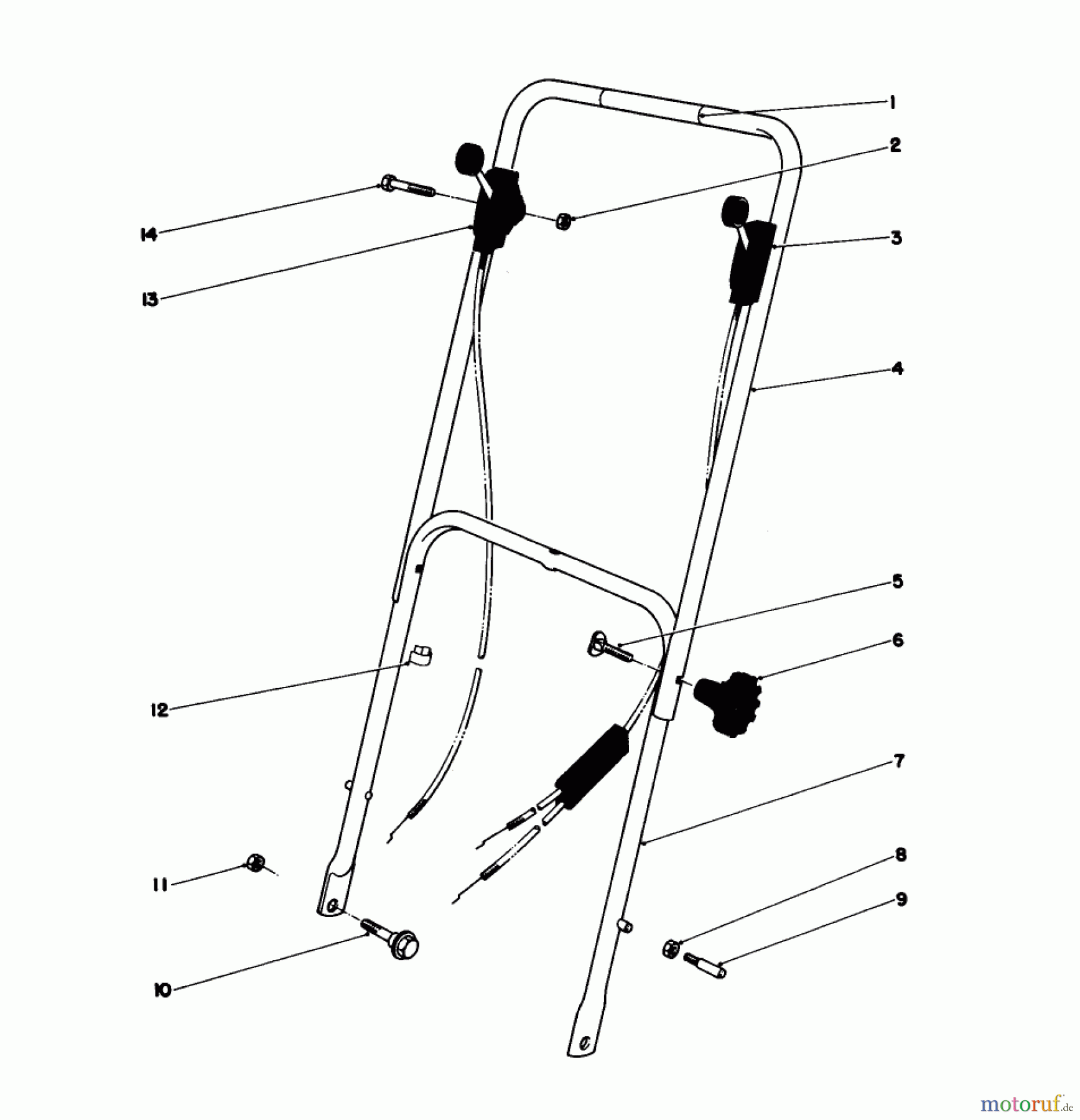  Toro Neu Mowers, Walk-Behind Seite 1 16077 - Toro Lawnmower, 1982 (2000001-2999999) HANDLE ASSEMBLY MODEL 16297