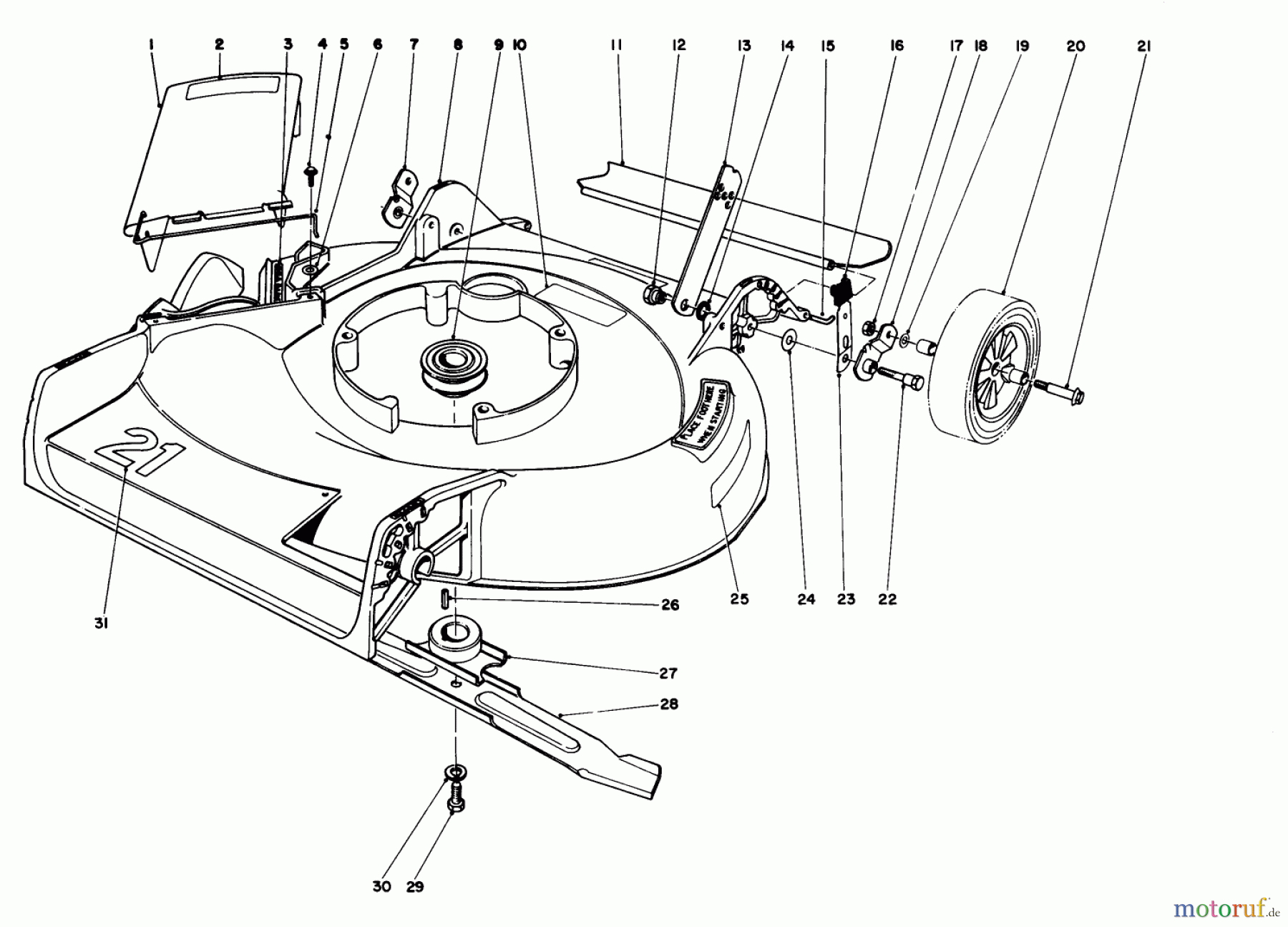  Toro Neu Mowers, Walk-Behind Seite 1 16297 - Toro Lawnmower, 1982 (2000001-2999999) HOUSING ASSEMBLY MODEL 16297