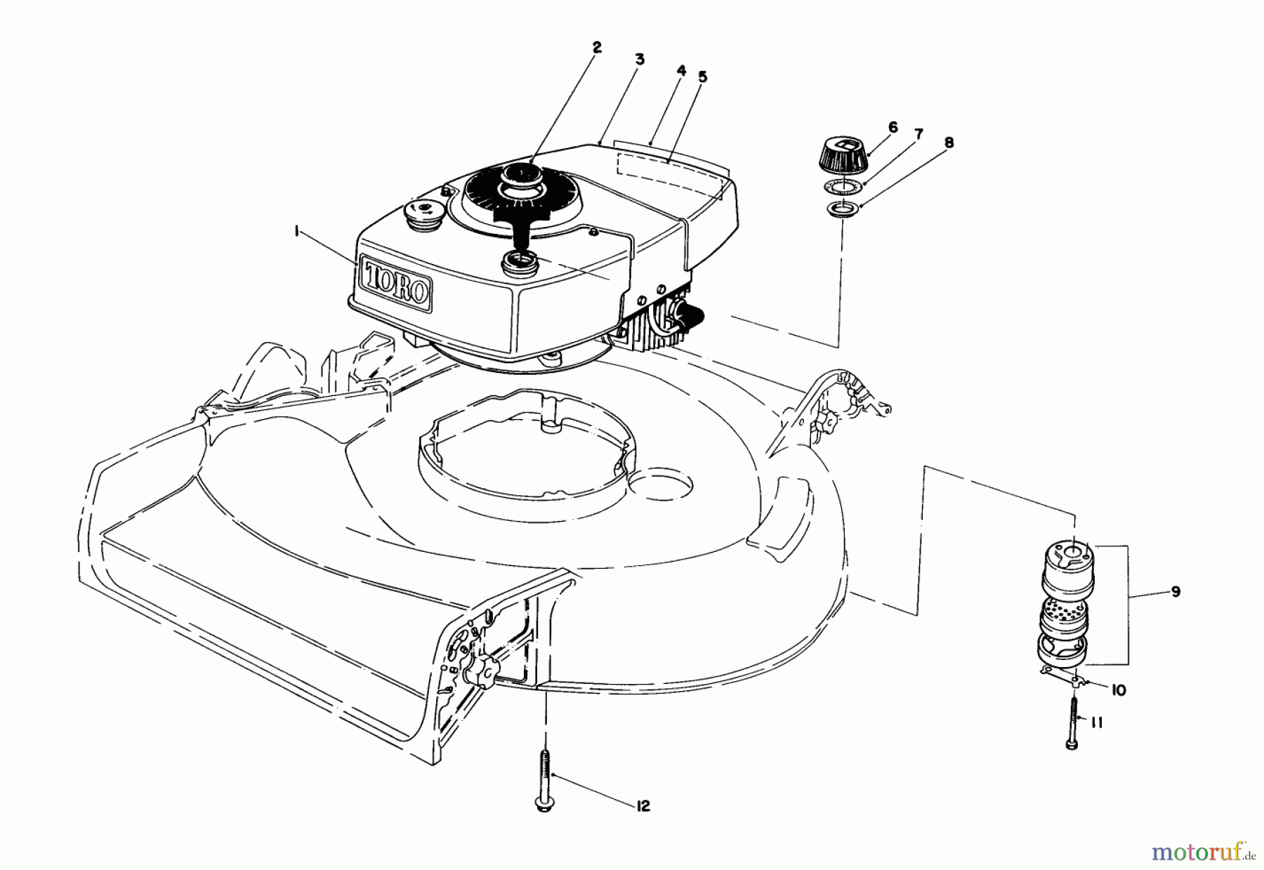  Toro Neu Mowers, Walk-Behind Seite 1 16165C - Toro Lawnmower, 1985 (5000001-5999999) ENGINE ASSEMBLY