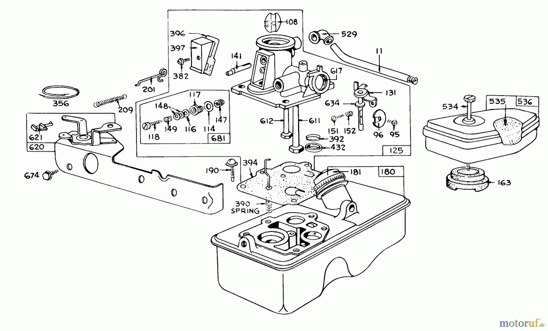  Toro Neu Mowers, Walk-Behind Seite 1 16172 - Toro Lawnmower, 1973 (3000001-3999999) CARBURETOR ASSEMBLY MODEL 390065