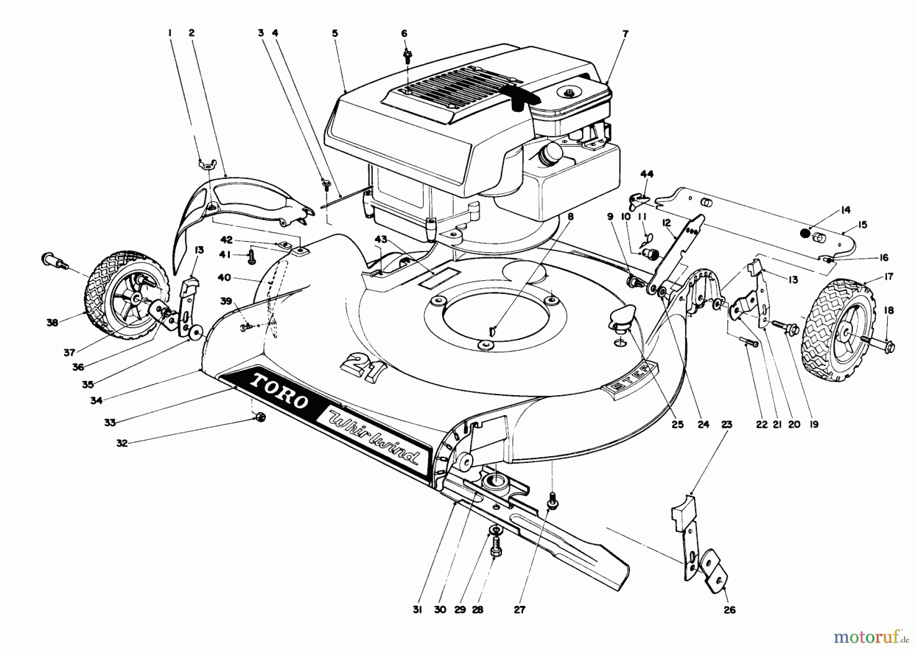  Toro Neu Mowers, Walk-Behind Seite 1 16172 - Toro Lawnmower, 1974 (4000001-4999999) HOUSING ASSEMBLY