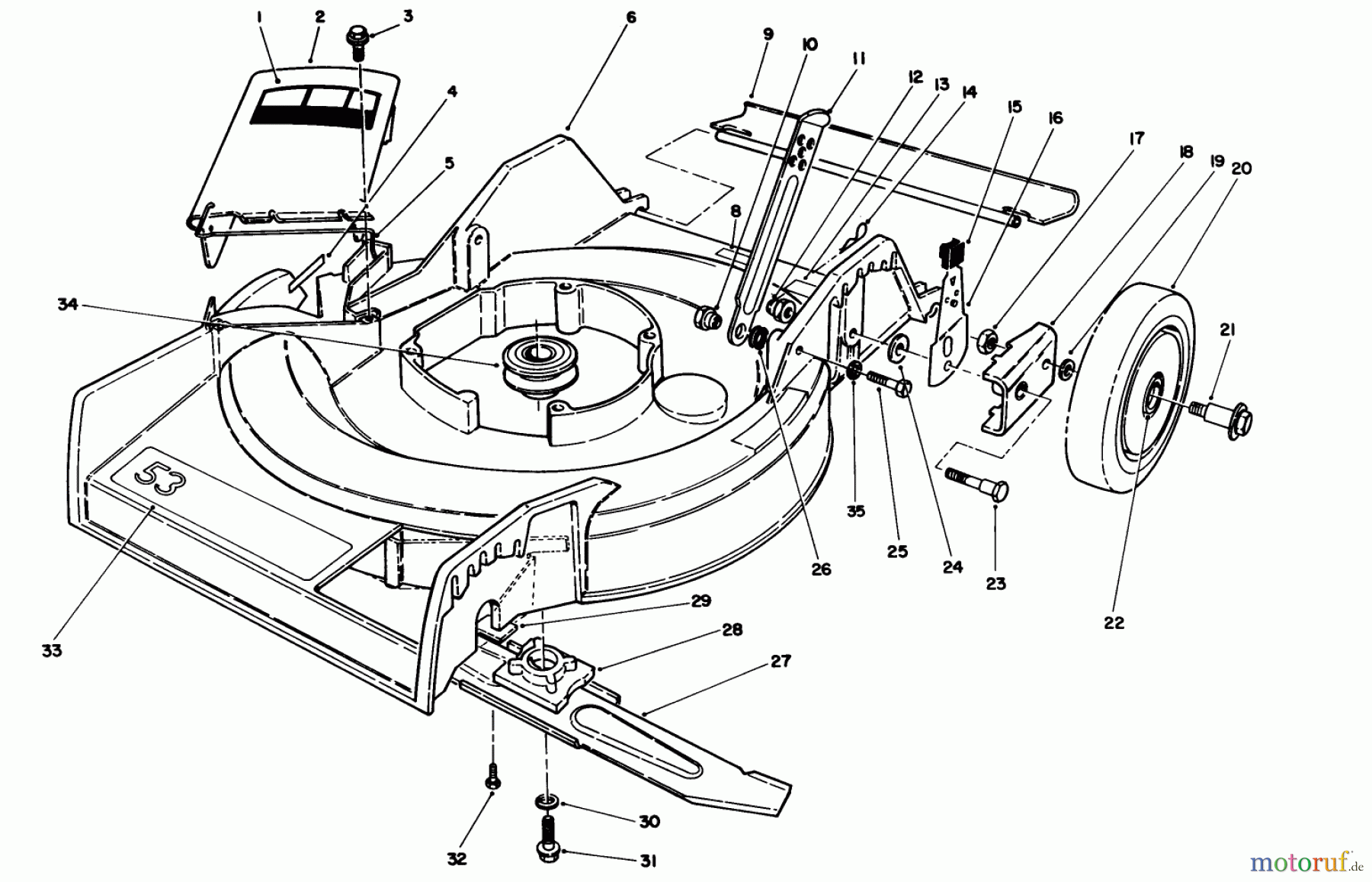  Toro Neu Mowers, Walk-Behind Seite 1 16212B - Toro Lawnmower, 1992 (2000001-2999999) HOUSING ASSEMBLY