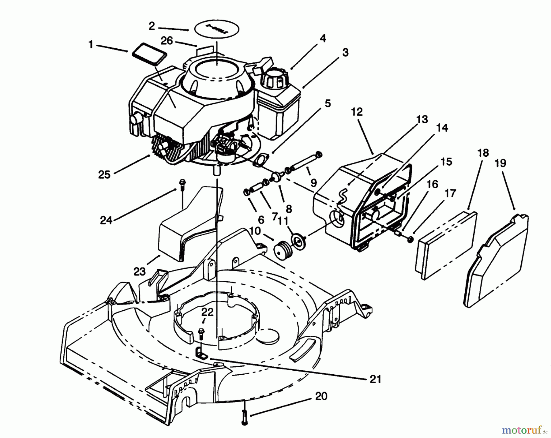  Toro Neu Mowers, Walk-Behind Seite 1 16212B - Toro Lawnmower, 1993 (39000001-39999999) ENGINE ASSEMBLY