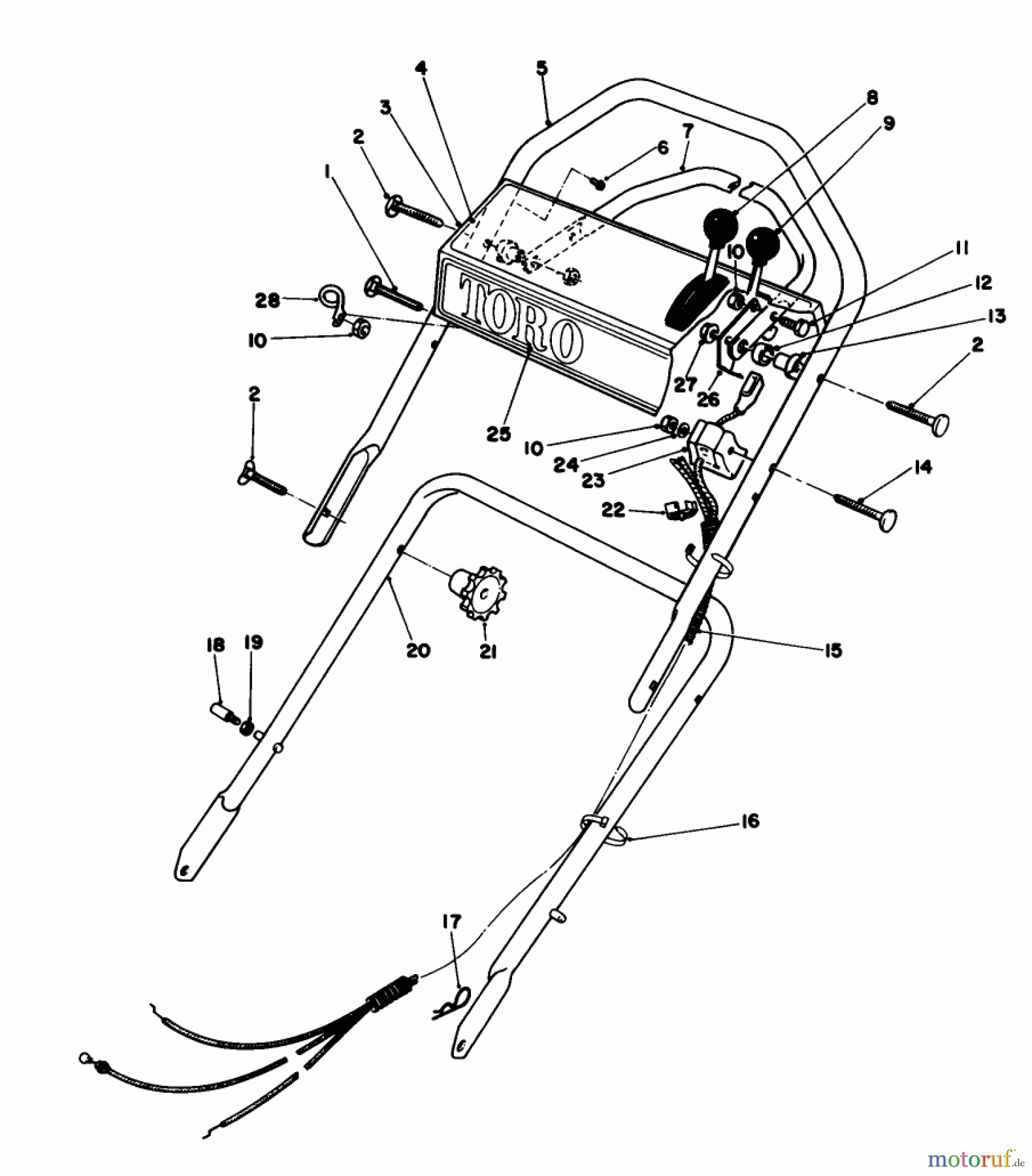  Toro Neu Mowers, Walk-Behind Seite 1 16212C - Toro Lawnmower, 1987 (7000001-7999999) HANDLE ASSEMBLY