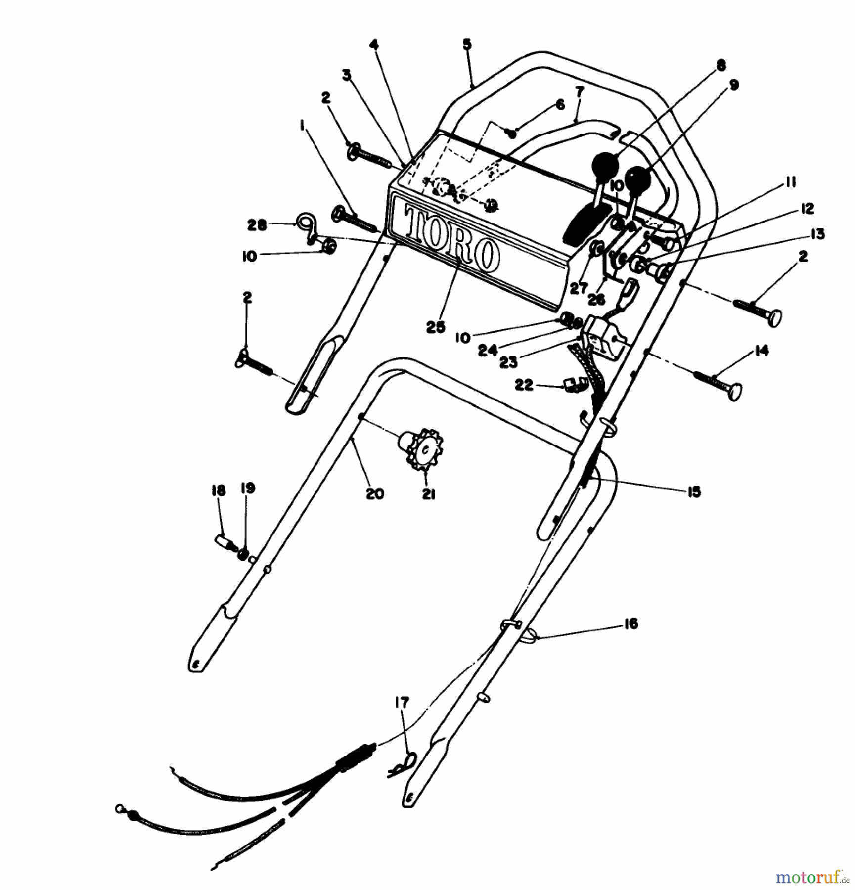  Toro Neu Mowers, Walk-Behind Seite 1 16212C - Toro Lawnmower, 1988 (8000001-8999999) HANDLE ASSEMBLY