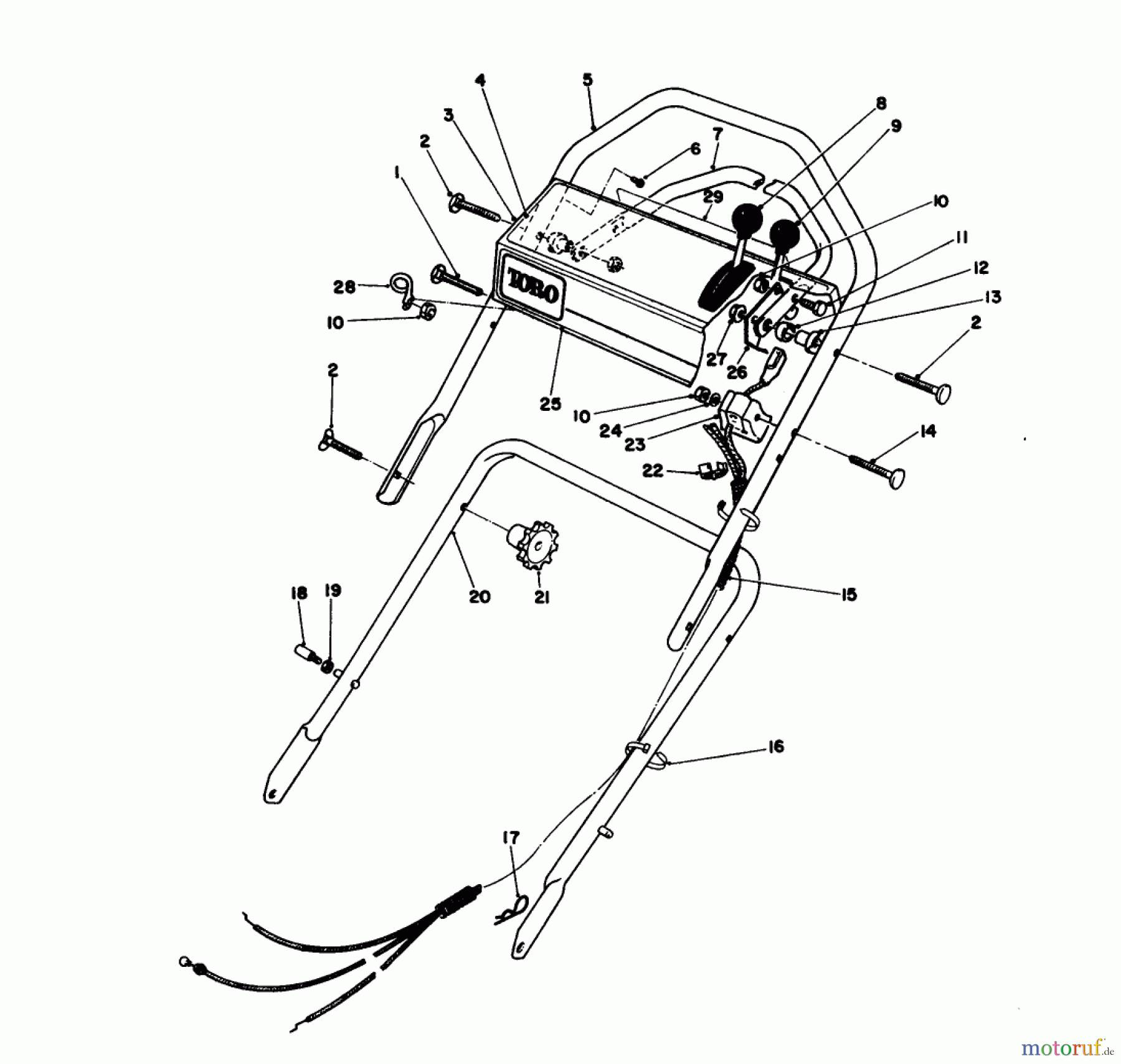  Toro Neu Mowers, Walk-Behind Seite 1 16212CG - Toro Lawnmower, 1989 (9000001-9999999) HANDLE ASSEMBLY