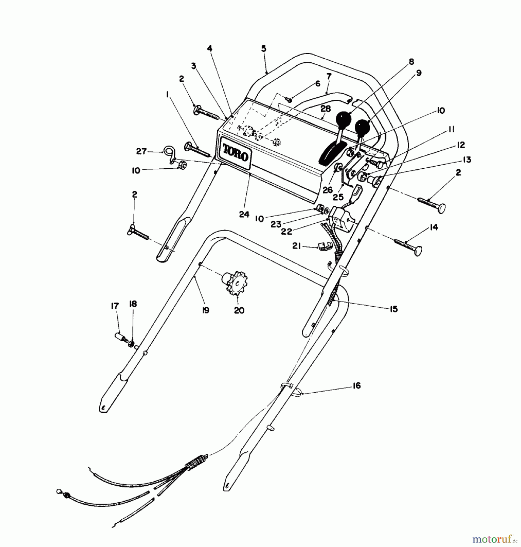  Toro Neu Mowers, Walk-Behind Seite 1 16212WG - Toro Lawnmower, 1990 (0000001-0999999) HANDLE ASSEMBLY