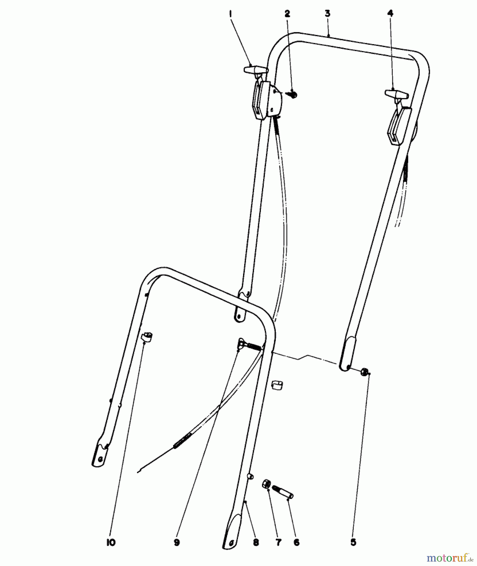  Toro Neu Mowers, Walk-Behind Seite 1 16255 - Toro Whirlwind, 1973 (3000001-3999999) HANDLE ASSEMBLY