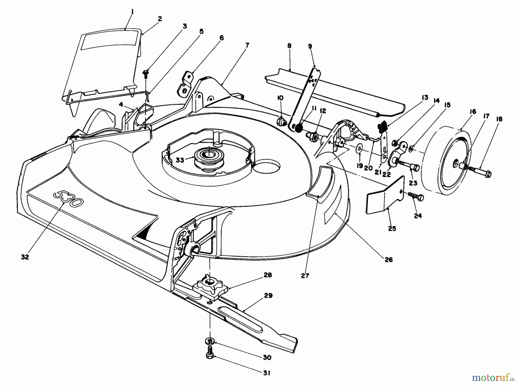  Toro Neu Mowers, Walk-Behind Seite 1 16299 - Toro Lawnmower, 1985 (5000001-5999999) HOUSING ASSEMBLY