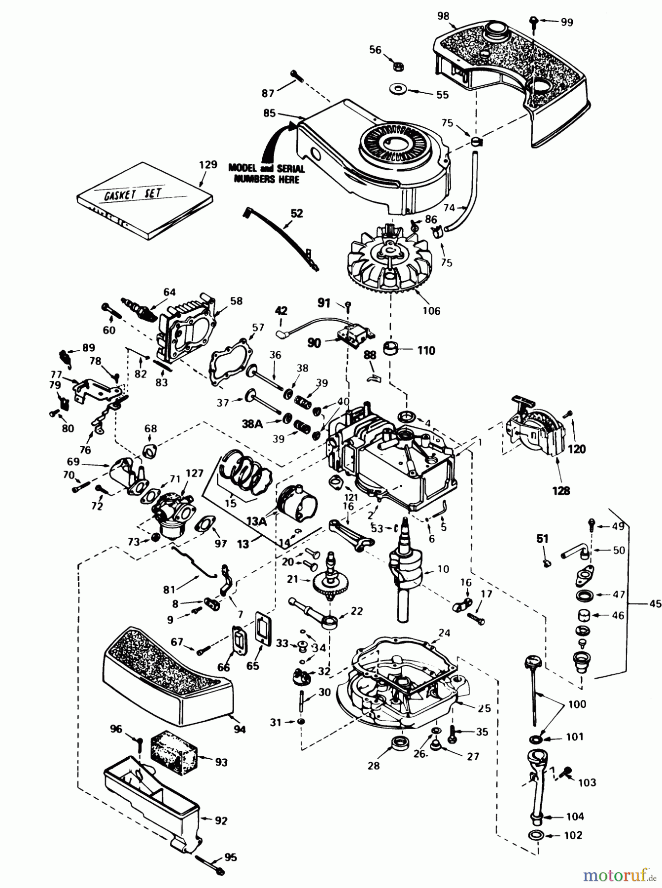  Toro Neu Mowers, Walk-Behind Seite 1 16299C - Toro Lawnmower, 1987 (7000001-7999999) ENGINE TECUMSEH MODEL NO. TNT 100-10100E