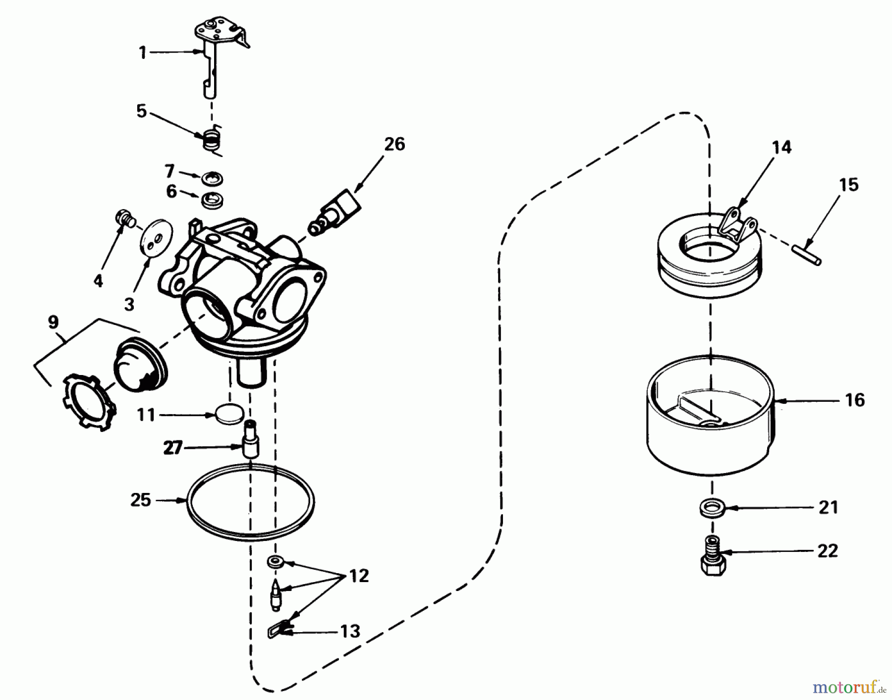  Toro Neu Mowers, Walk-Behind Seite 1 16299C - Toro Lawnmower, 1988 (8000001-8999999) CARBURETOR NO. 632050A