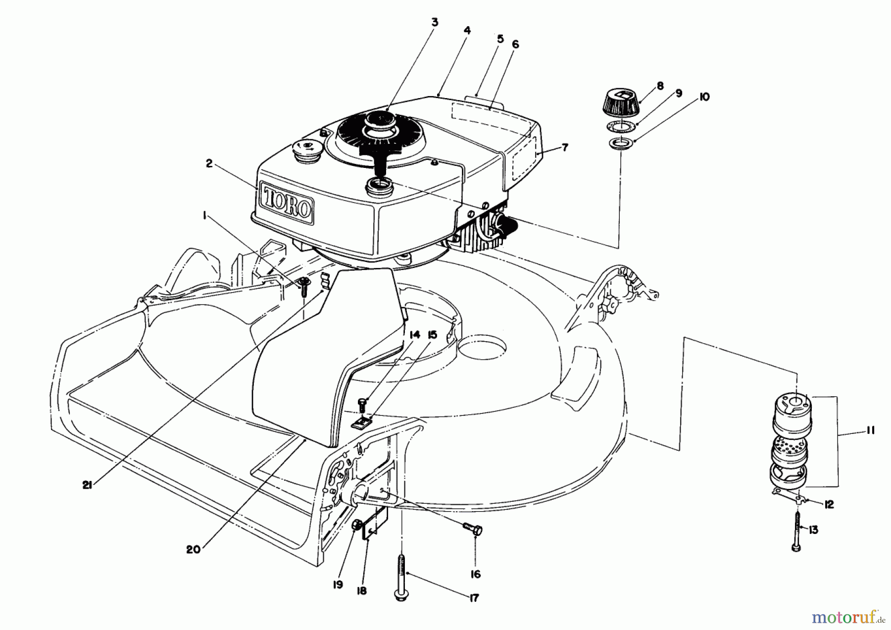  Toro Neu Mowers, Walk-Behind Seite 1 16299C - Toro Lawnmower, 1988 (8000001-8999999) ENGINE ASSEMBLY