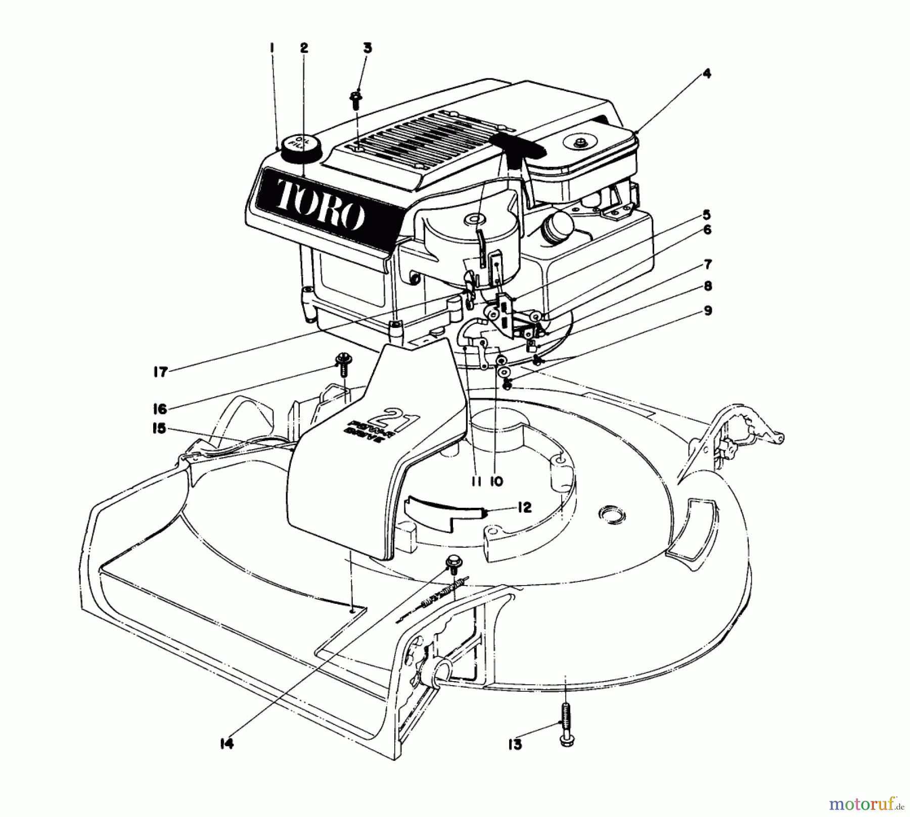  Toro Neu Mowers, Walk-Behind Seite 1 16320 - Toro Lawnmower, 1979 (9000001-9999999) ENGINE ASSEMBLY MODEL 16320