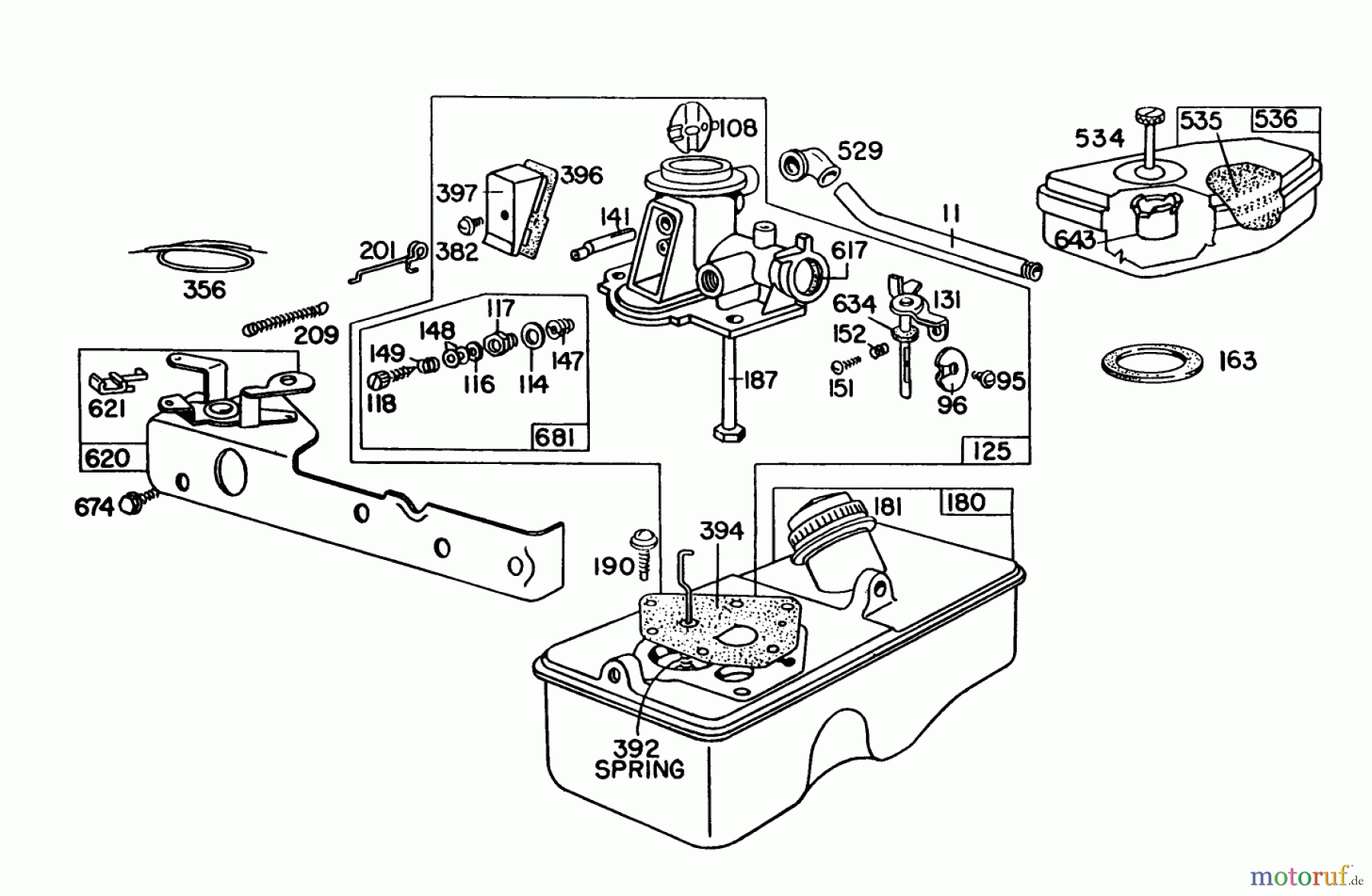  Toro Neu Mowers, Walk-Behind Seite 1 16300 - Toro Lawnmower, 1981 (1000001-1999999) BRIGGS & STRATTON CARBURETOR ASSEMBLY MODEL 92508-1033-01 FOR 19