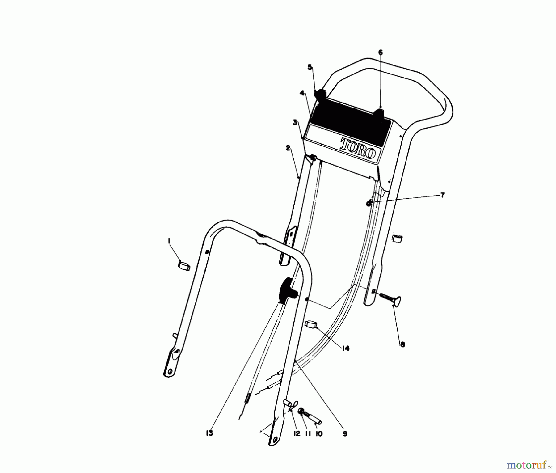  Toro Neu Mowers, Walk-Behind Seite 1 16320 - Toro Lawnmower, 1981 (1000001-1999999) HANDLE ASSEMBLY