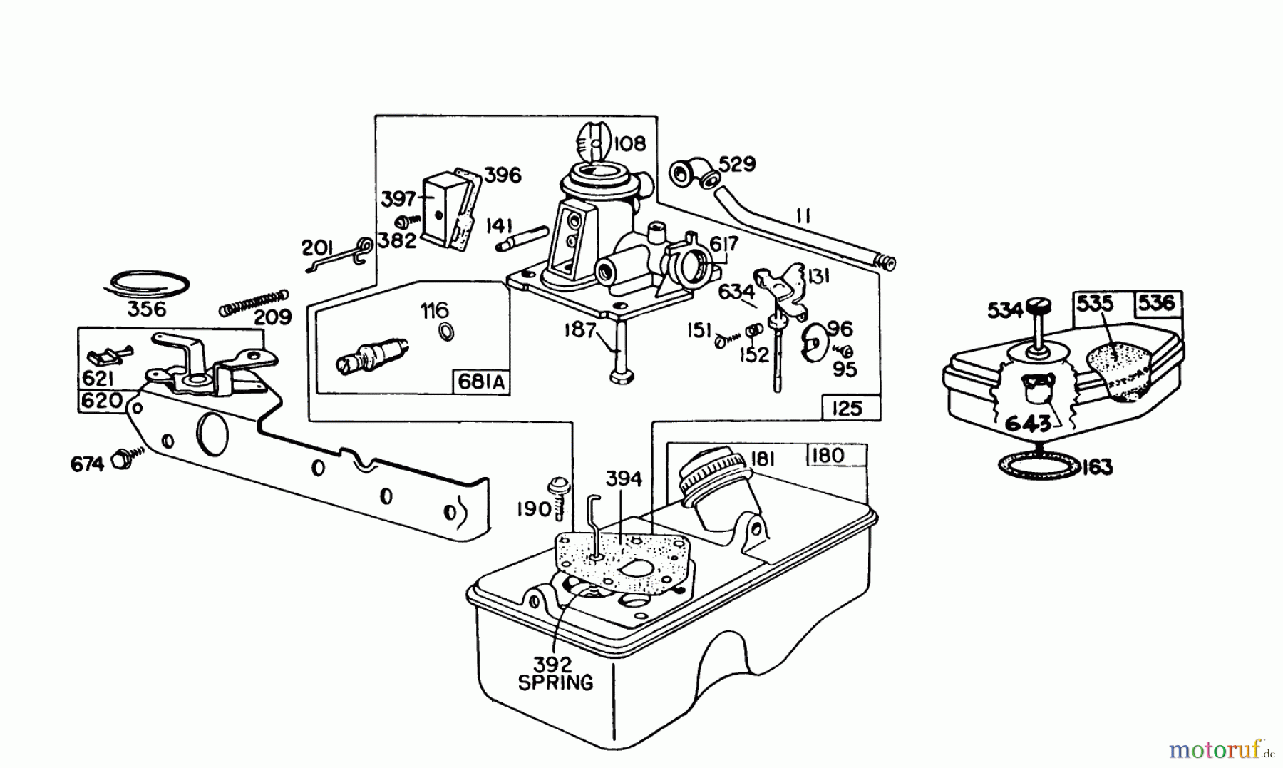  Toro Neu Mowers, Walk-Behind Seite 1 16320 - Toro Lawnmower, 1982 (2000001-2999999) CARBURETOR ASSEMBLY MODEL 93508-0193-01