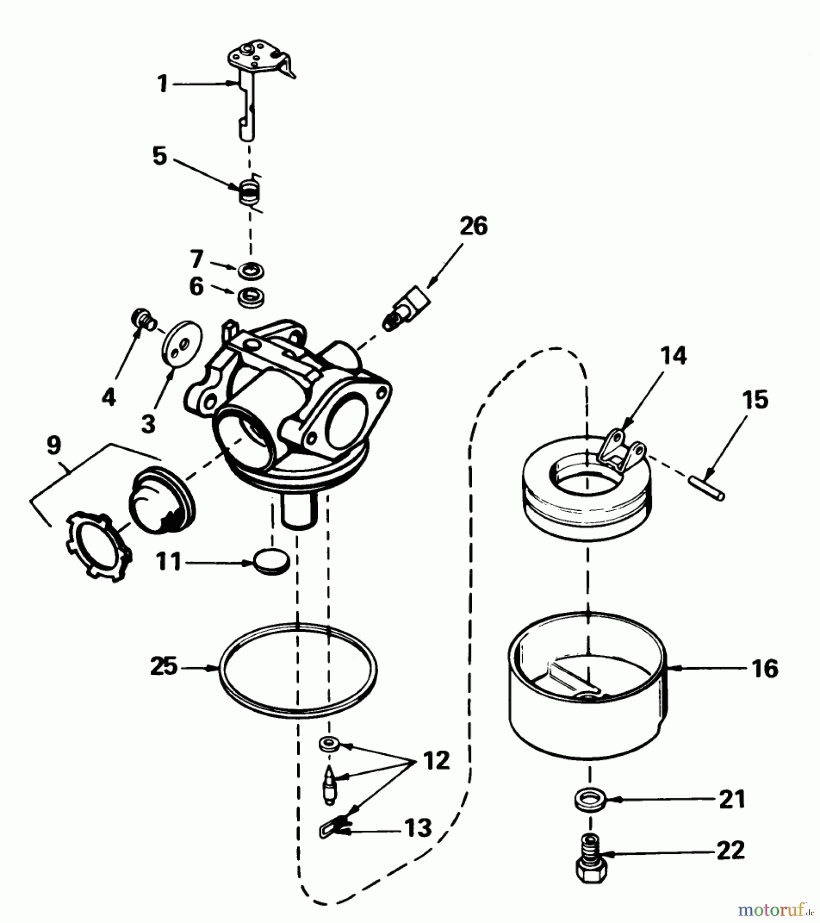  Toro Neu Mowers, Walk-Behind Seite 1 16340C - Toro Lawnmower, 1985 (5000001-5999999) CARBURETOR NO. 632098