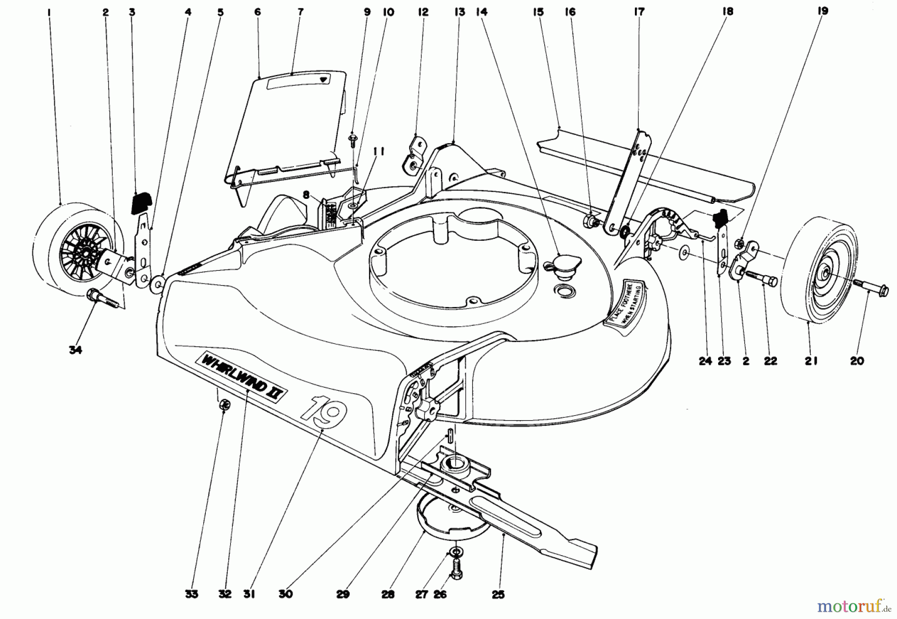  Toro Neu Mowers, Walk-Behind Seite 1 16370 - Toro Whirlwind II Lawnmower, 1979 (9000001-9999999) HOUSING ASSEMBLY MODEL 16360 AND 16370