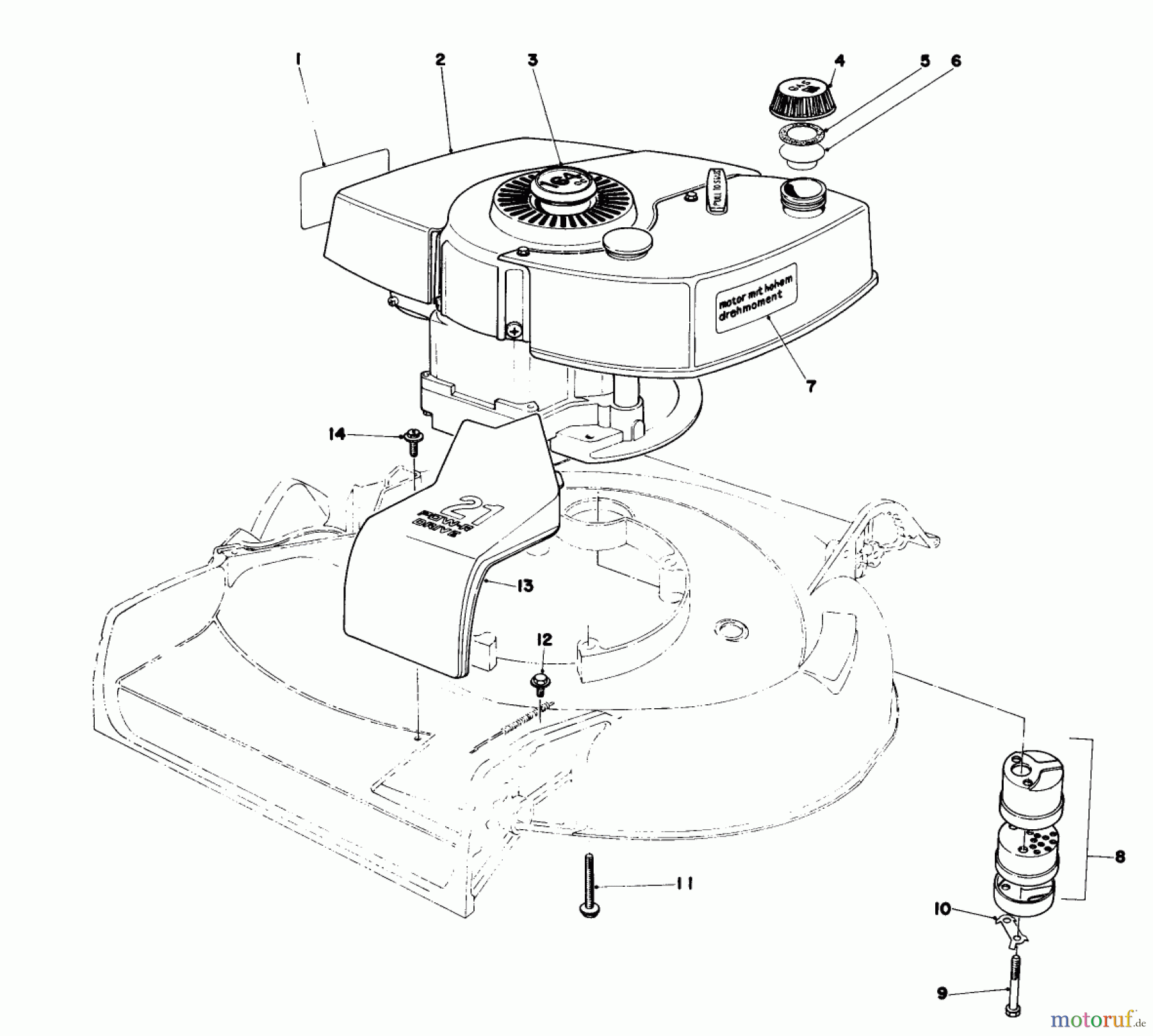  Toro Neu Mowers, Walk-Behind Seite 1 16380 - Toro Whirlwind II Lawnmower, 1979 (9000001-9999999) ENGINE ASSEMBLY