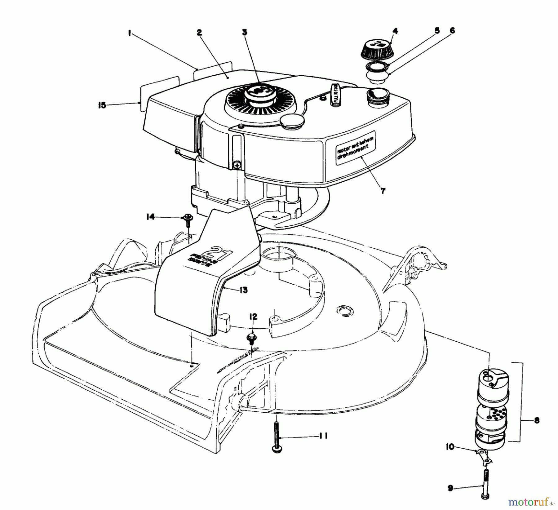  Toro Neu Mowers, Walk-Behind Seite 1 16380 - Toro Whirlwind II Lawnmower, 1980 (0000001-0999999) ENGINE ASSEMBLY