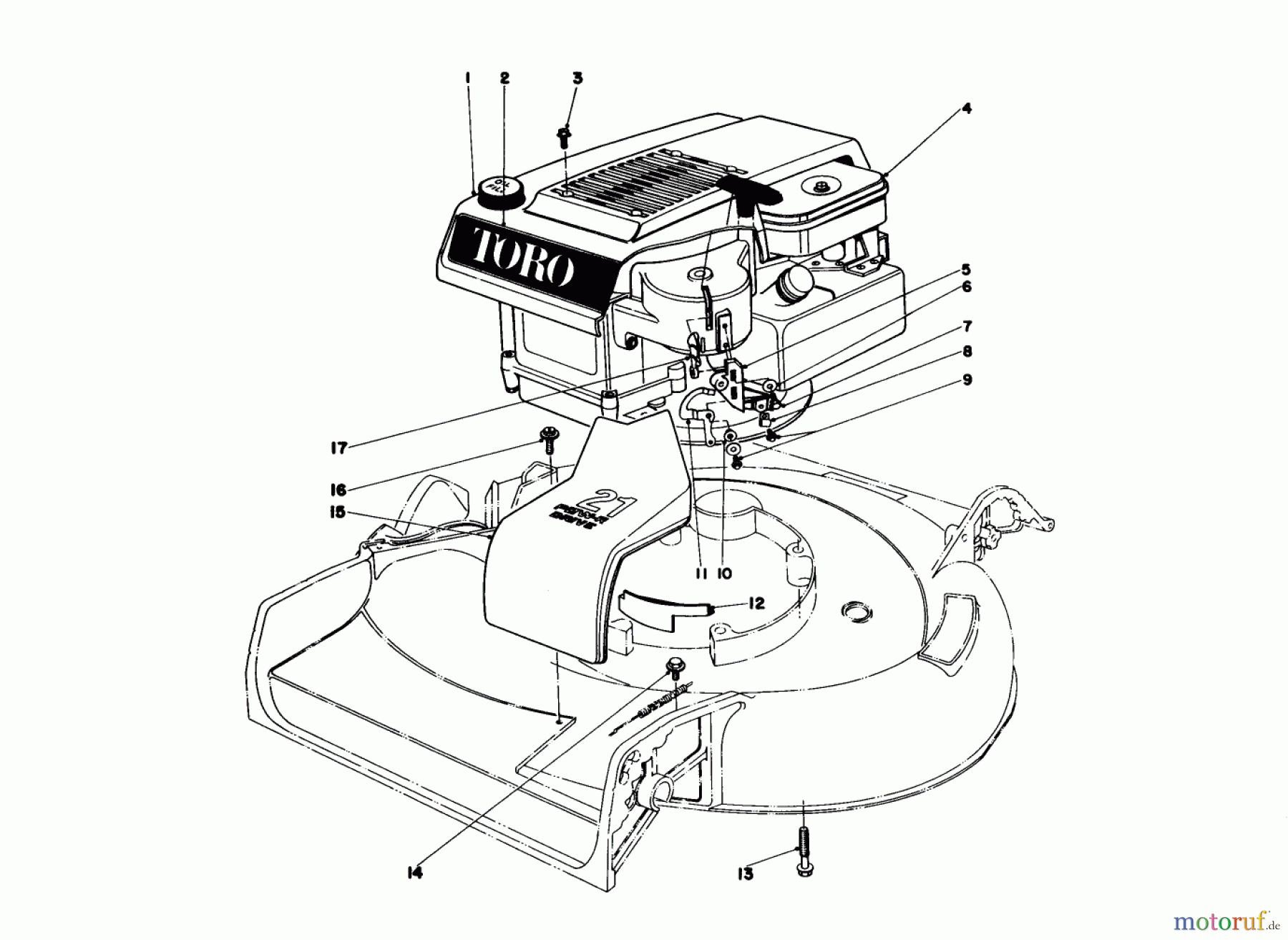  Toro Neu Mowers, Walk-Behind Seite 1 16390 - Toro Whirlwind PowR, 1981 (1000001-1999999) ENGINE ASSEMBLY