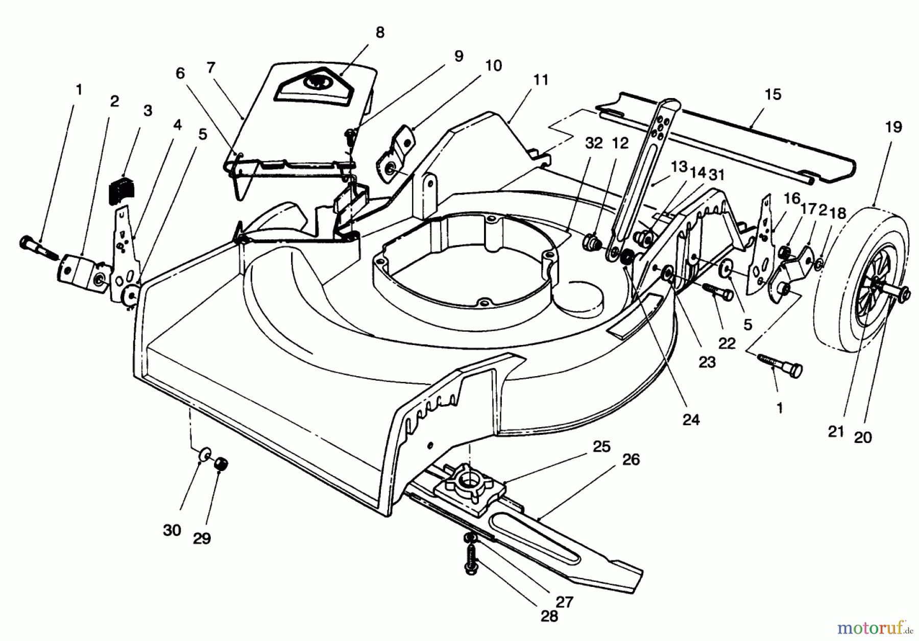  Toro Neu Mowers, Walk-Behind Seite 1 16400 - Toro Lawnmower, 1996 (6900001-6999999) HOUSING ASSEMBLY