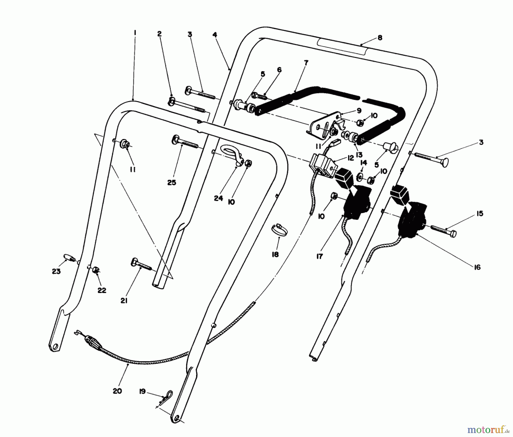  Toro Neu Mowers, Walk-Behind Seite 1 16401 - Toro Side Discharge Mower, 1991 (1000001-1999999) HANDLE ASSEMBLY