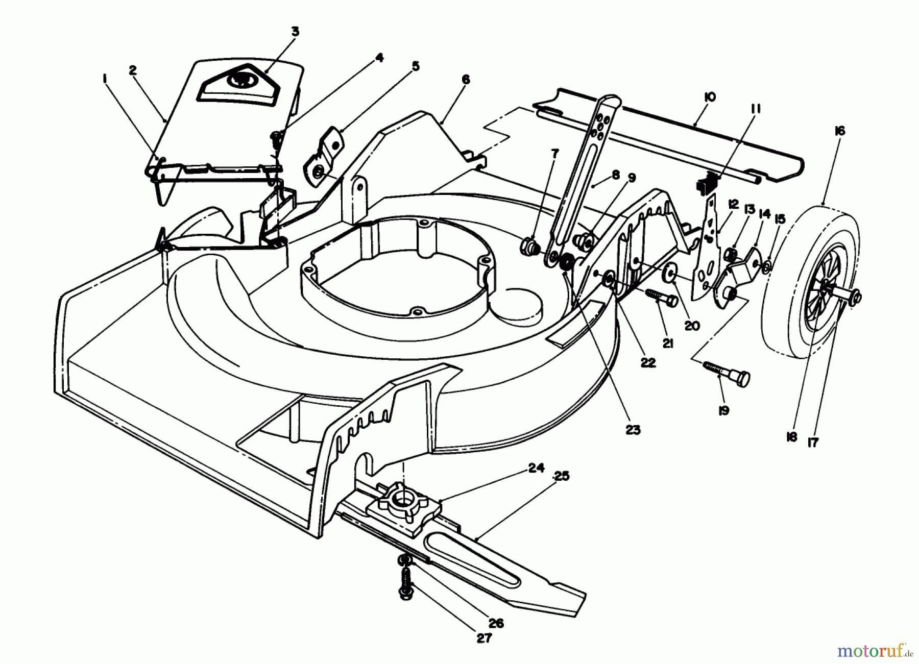  Toro Neu Mowers, Walk-Behind Seite 1 16401 - Toro Side Discharge Mower, 1993 (39000001-39999999) HOUSING ASSEMBLY