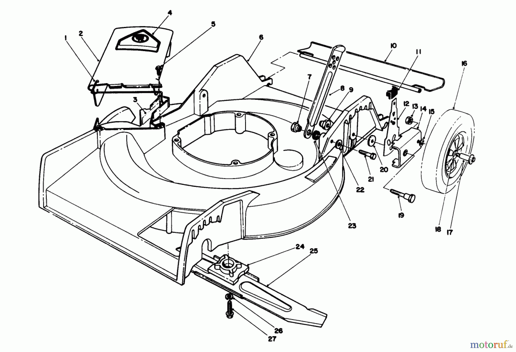  Toro Neu Mowers, Walk-Behind Seite 1 16404 - Toro Lawnmower, 1991 (1000001-1999999) HOUSING ASSEMBLY