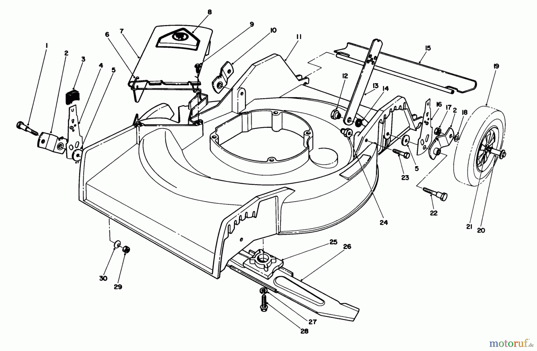  Toro Neu Mowers, Walk-Behind Seite 1 16575 - Toro Lawnmower, 1988 (8012679-8999999) HOUSING ASSEMBLY