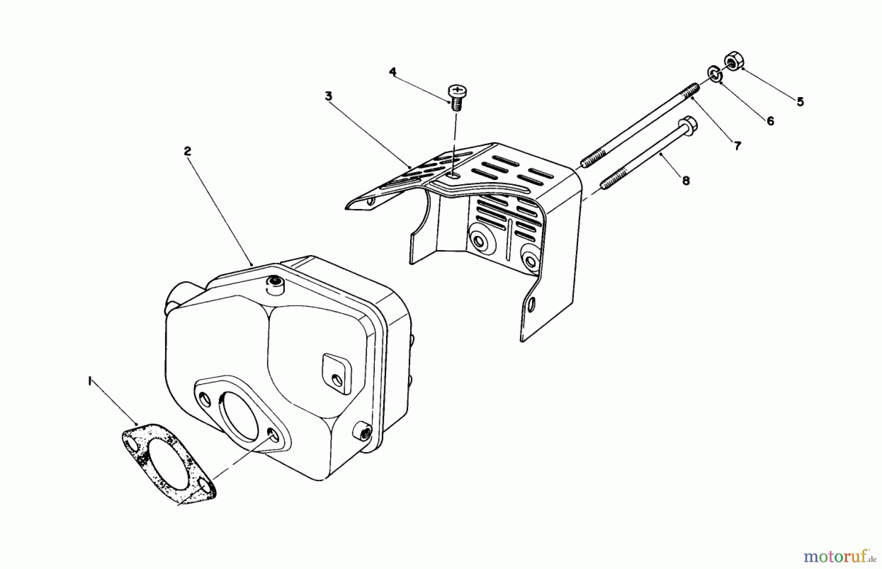  Toro Neu Mowers, Walk-Behind Seite 1 16580 - Toro Lawnmower, 1984 (4000001-4999999) MUFFLER ASSEMBLY