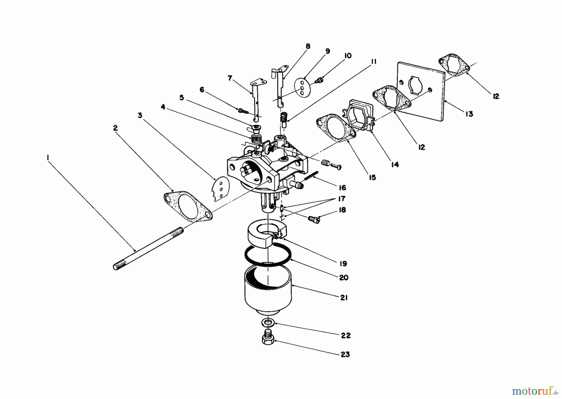  Toro Neu Mowers, Walk-Behind Seite 1 16585 - Toro Lawnmower, 1985 (5000001-5999999) CARBURETOR ASSEMBLY