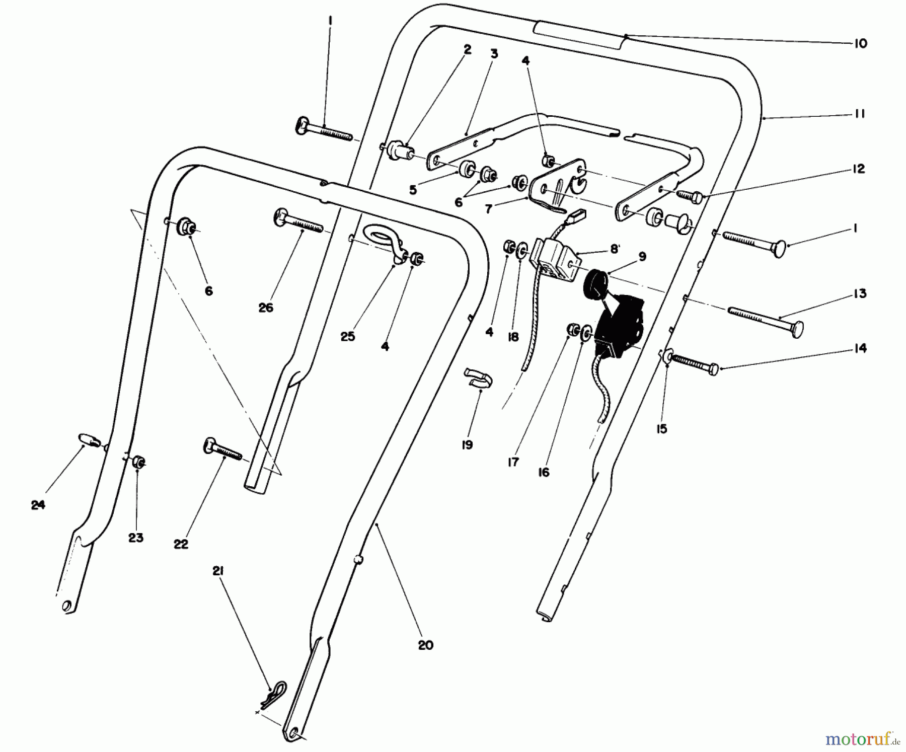  Toro Neu Mowers, Walk-Behind Seite 1 16585 - Toro Lawnmower, 1986 (6000001-6999999) HANDLE ASSEMBLY