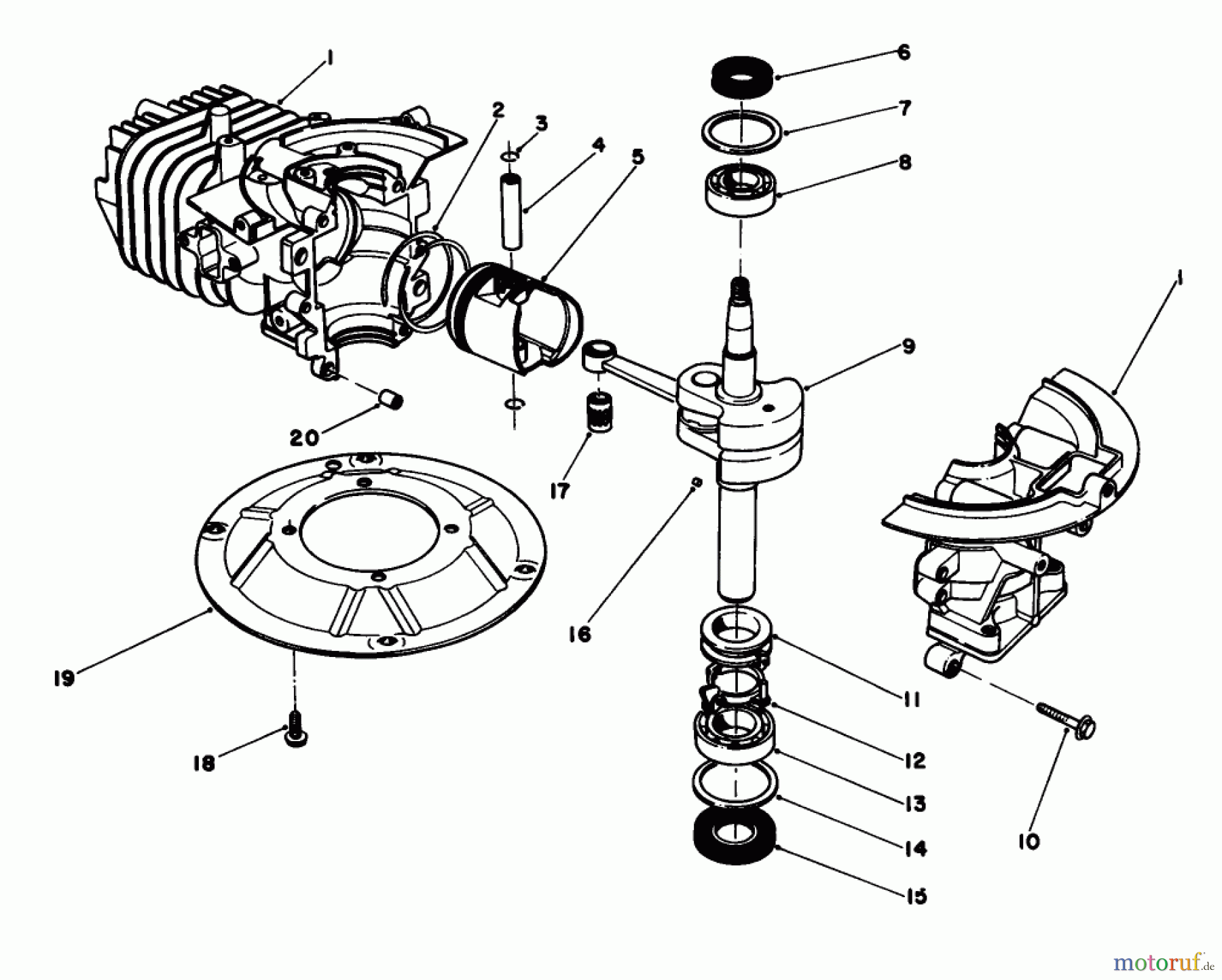  Toro Neu Mowers, Walk-Behind Seite 1 16585 - Toro Lawnmower, 1987 (7000001-7999999) CRANKSHAFT ASSEMBLY (MODEL NO. 47PF5 & 47PG6)