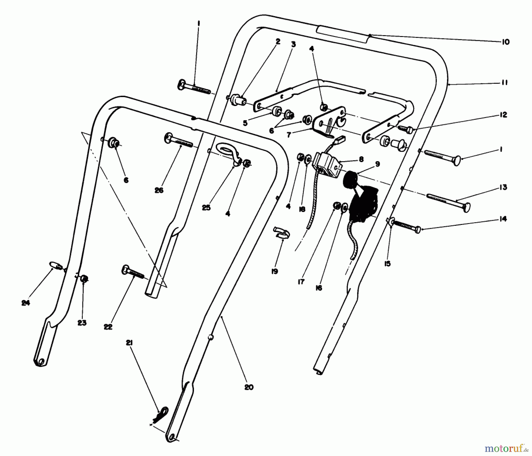  Toro Neu Mowers, Walk-Behind Seite 1 16585 - Toro Lawnmower, 1987 (7000001-7999999) HANDLE ASSEMBLY