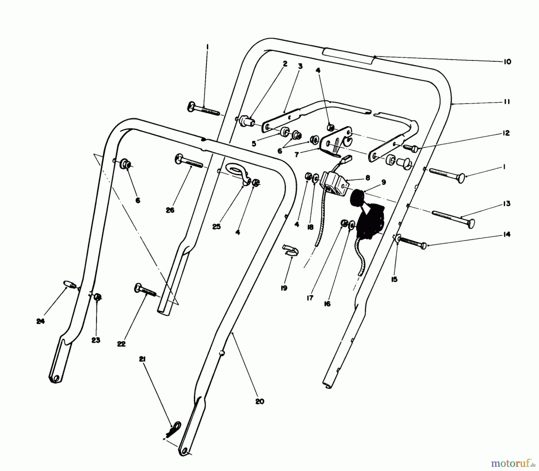  Toro Neu Mowers, Walk-Behind Seite 1 16585 - Toro Lawnmower, 1988 (8000001-8004251) HANDLE ASSEMBLY