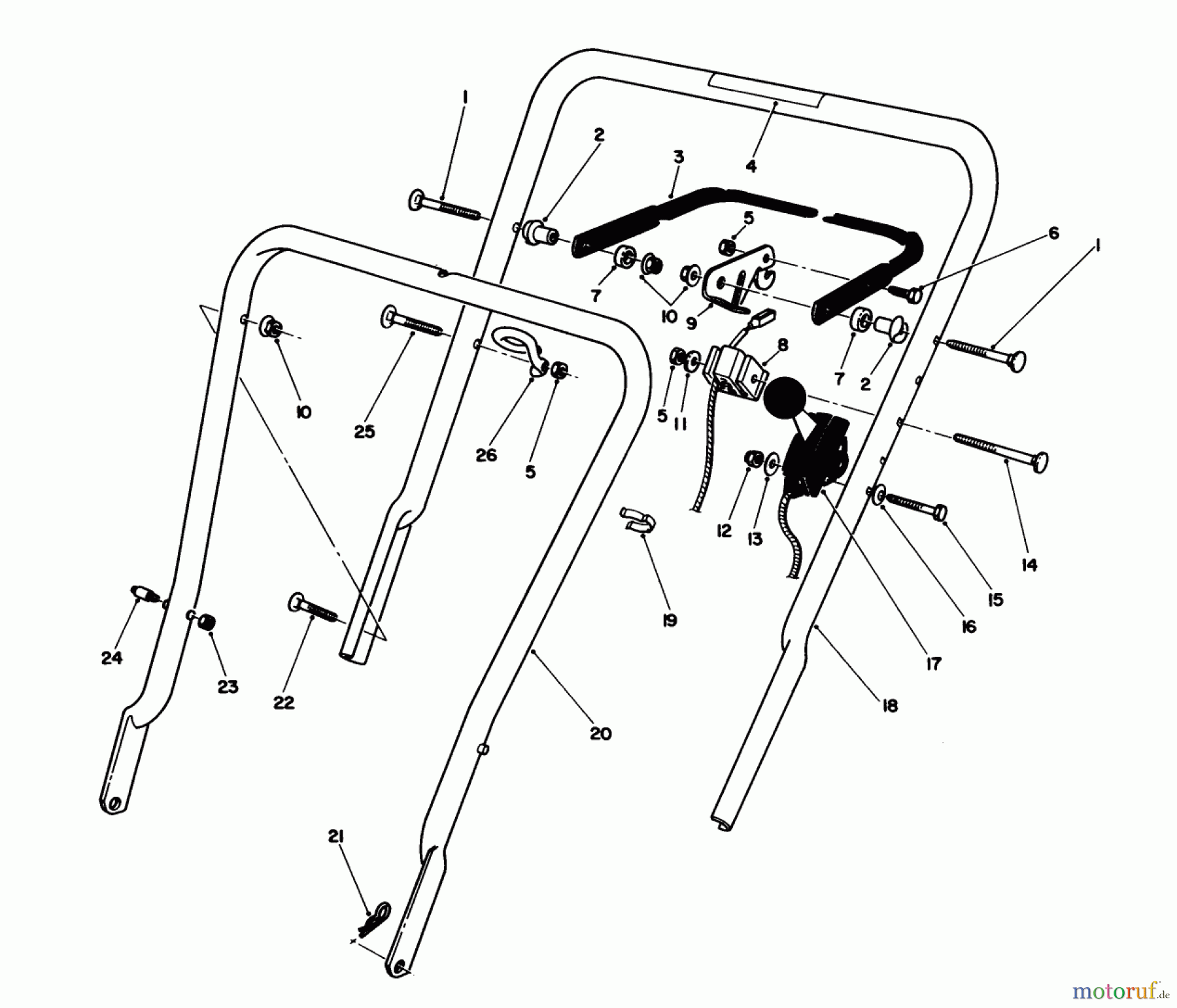  Toro Neu Mowers, Walk-Behind Seite 1 16585 - Toro Lawnmower, 1988 (8004252-8999999) HANDLE ASSEMBLY