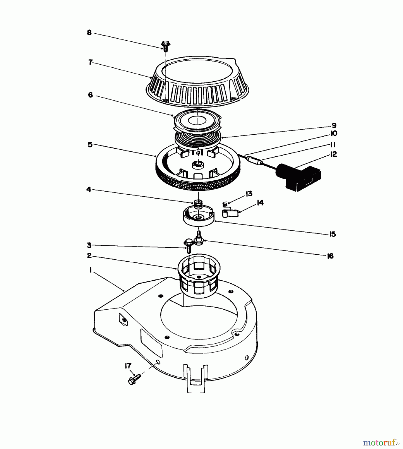  Toro Neu Mowers, Walk-Behind Seite 1 16585 - Toro Lawnmower, 1988 (8004252-8999999) RECOIL ASSEMBLY (MODEL NO. 47PH7)