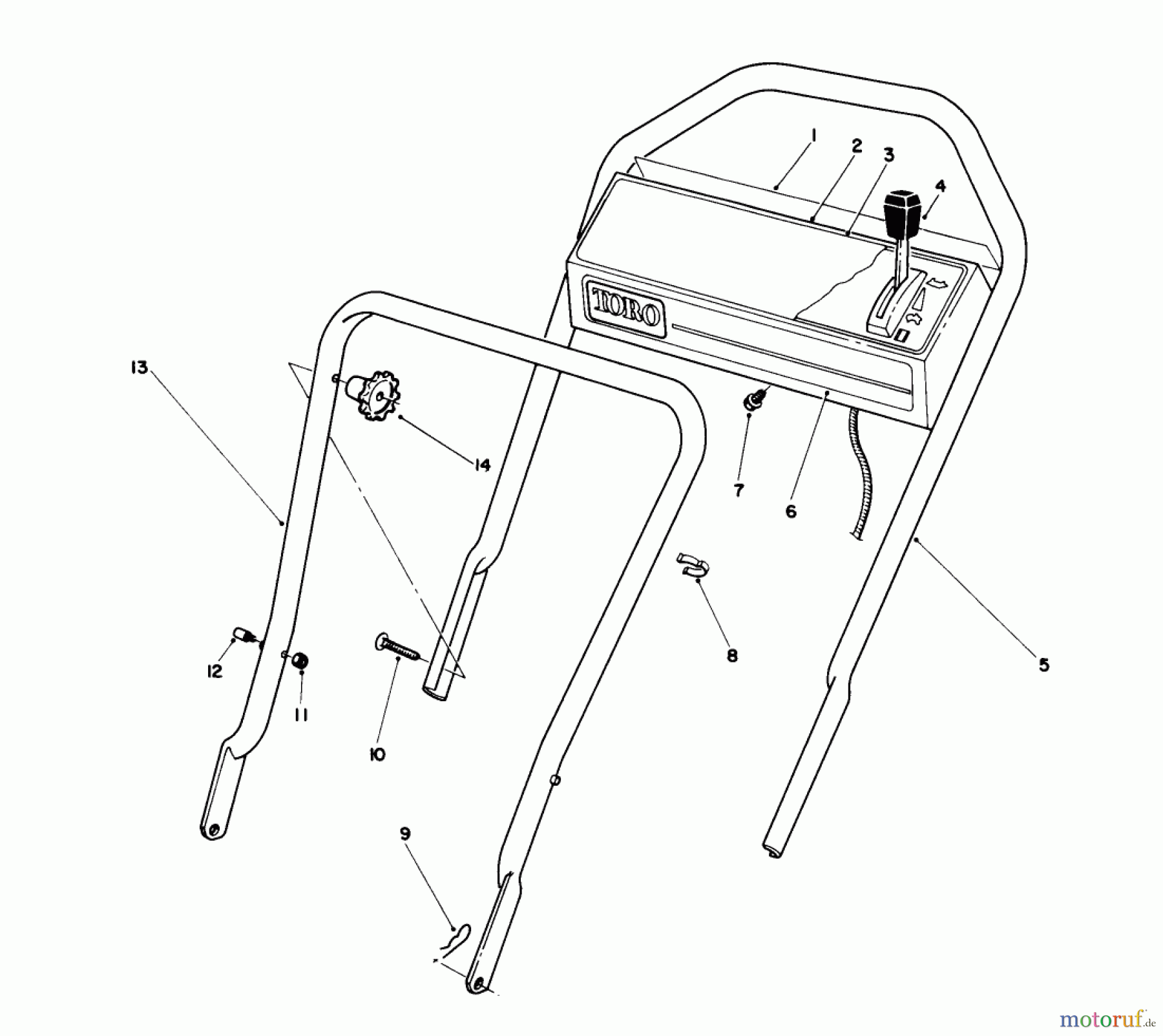  Toro Neu Mowers, Walk-Behind Seite 1 16585C - Toro Lawnmower, 1989 (9000001-9999999) HANDLE ASSEMBLY